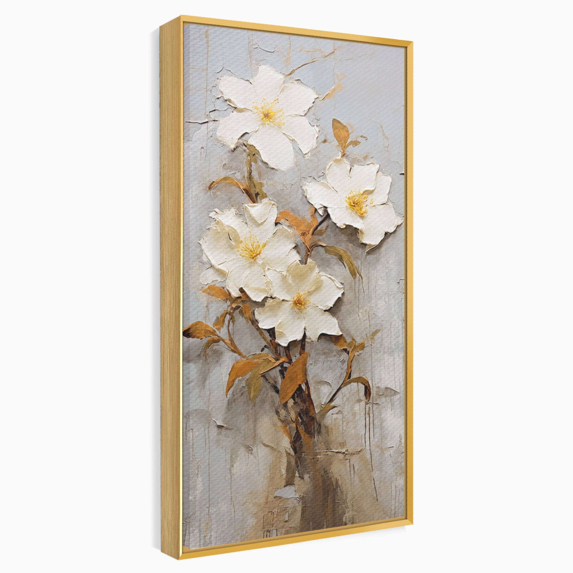 Tablou Canvas Premium LuxCanva® C1408, Flori Delicate Pe Fundal Texturat, Flori, Texturat, Eleganta, Living, Dormitor, Culori Vibrante