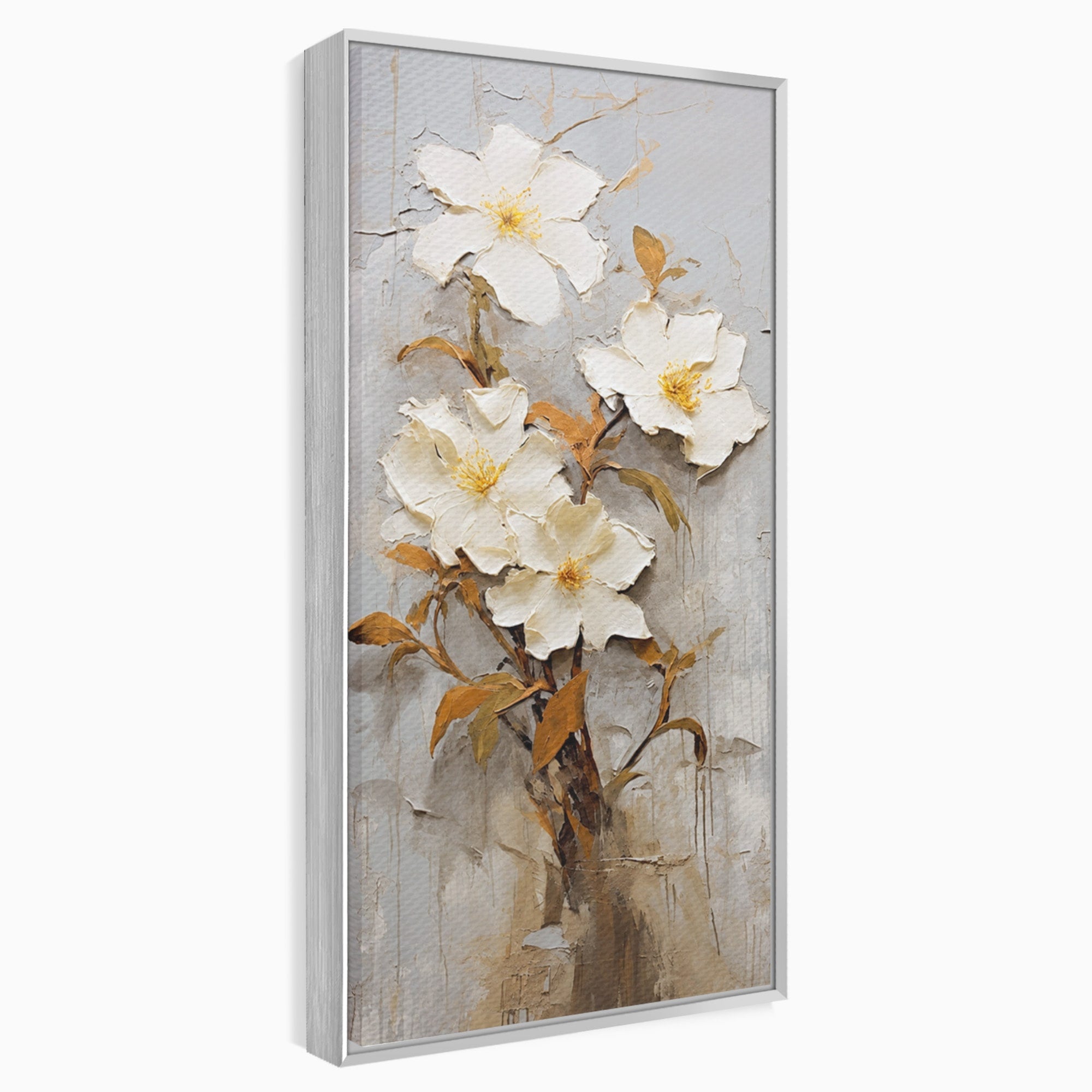 Tablou Canvas Premium LuxCanva® C1408, Flori Delicate Pe Fundal Texturat, Flori, Texturat, Eleganta, Living, Dormitor, Culori Vibrante