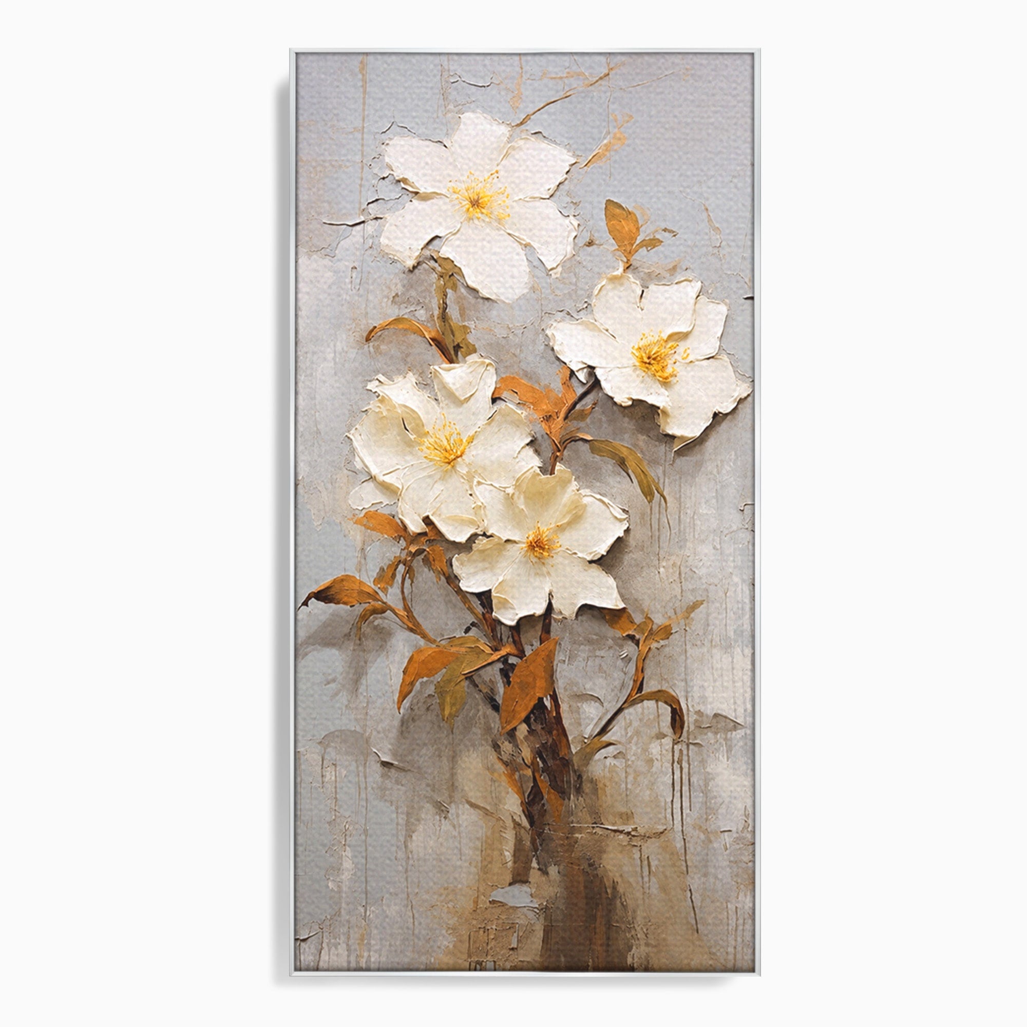 Tablou Canvas Premium LuxCanva® C1408, Flori Delicate Pe Fundal Texturat, Flori, Texturat, Eleganta, Living, Dormitor, Culori Vibrante