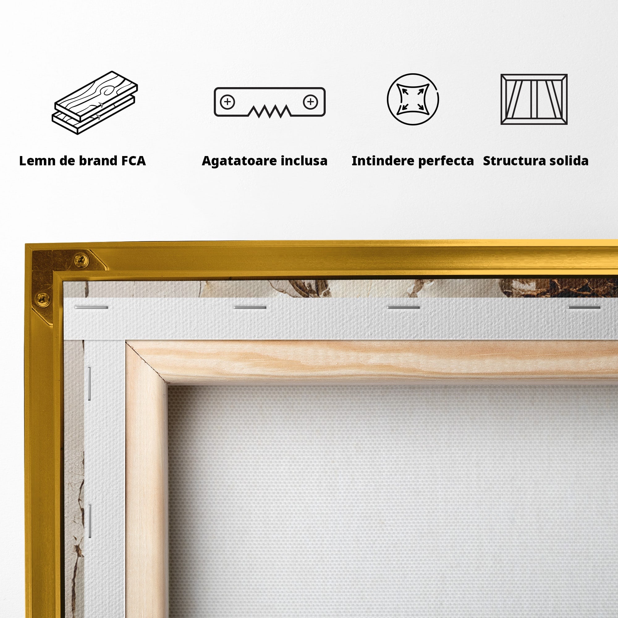 Tablou Canvas Premium LuxCanva® C1409, Flori Pe Fond Texturat, Flori, Texturat, Arta Abstracta, Naturale, Living, Culori Vibrante