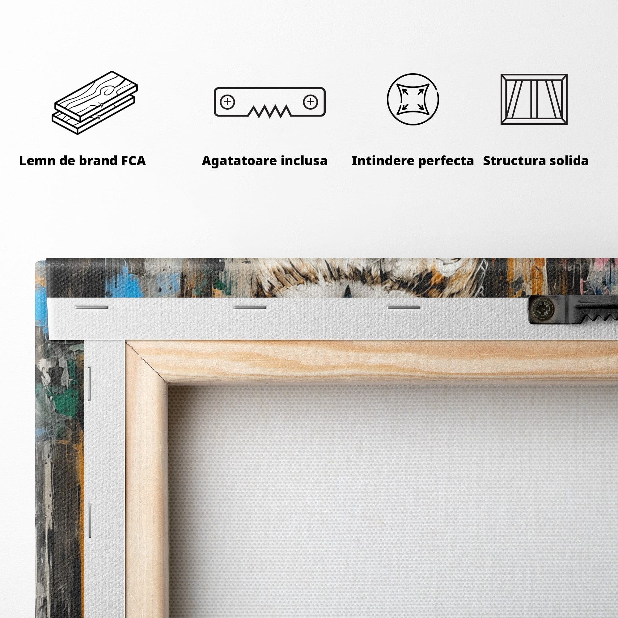 Tablou Canvas Premium LuxCanva® C1410, Bufnita Abstracta, Bufnita, Pasari, Abstract, Textura, Living, Culori Vibrante