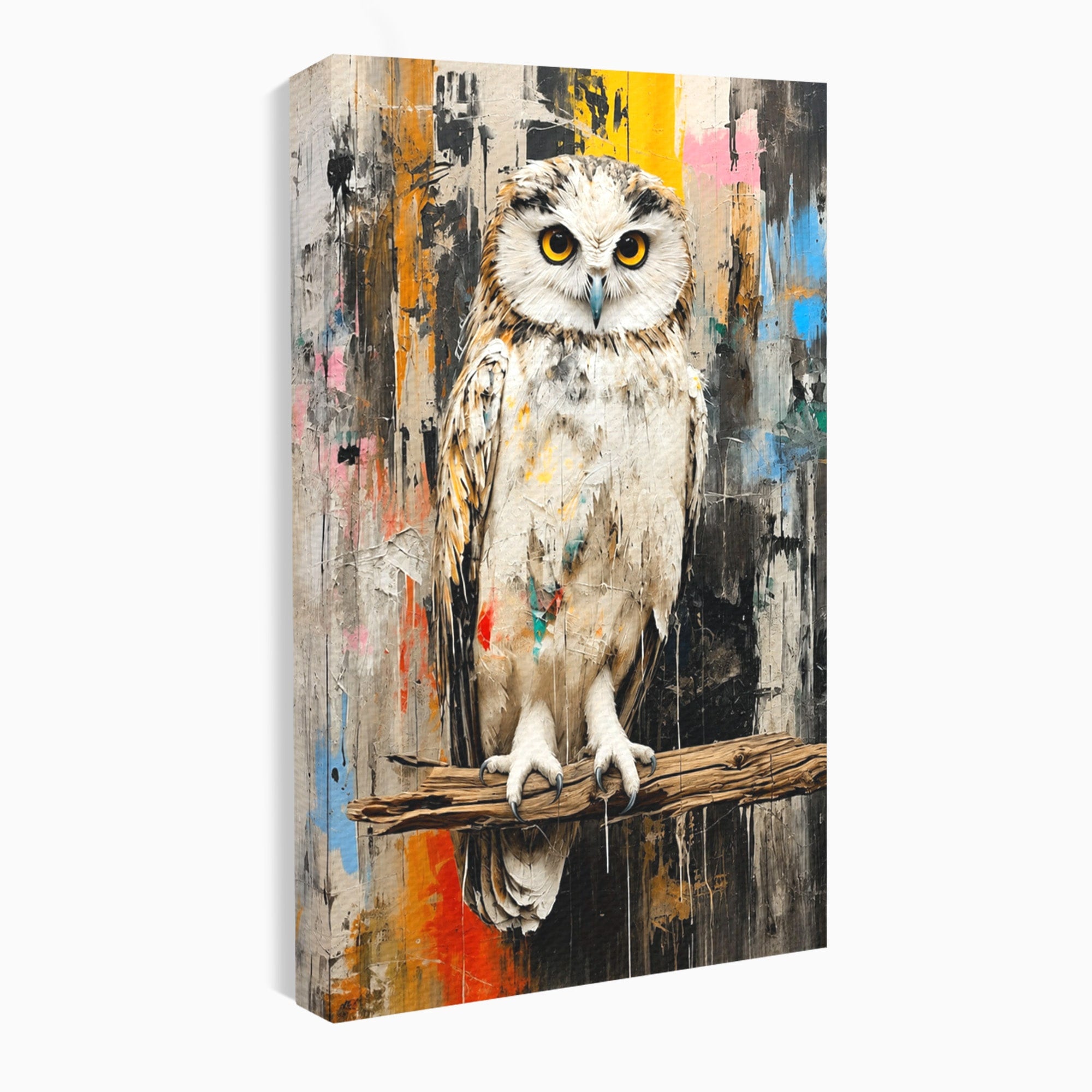 Tablou Canvas Premium LuxCanva® C1410, Bufnita Abstracta, Bufnita, Pasari, Abstract, Textura, Living, Culori Vibrante