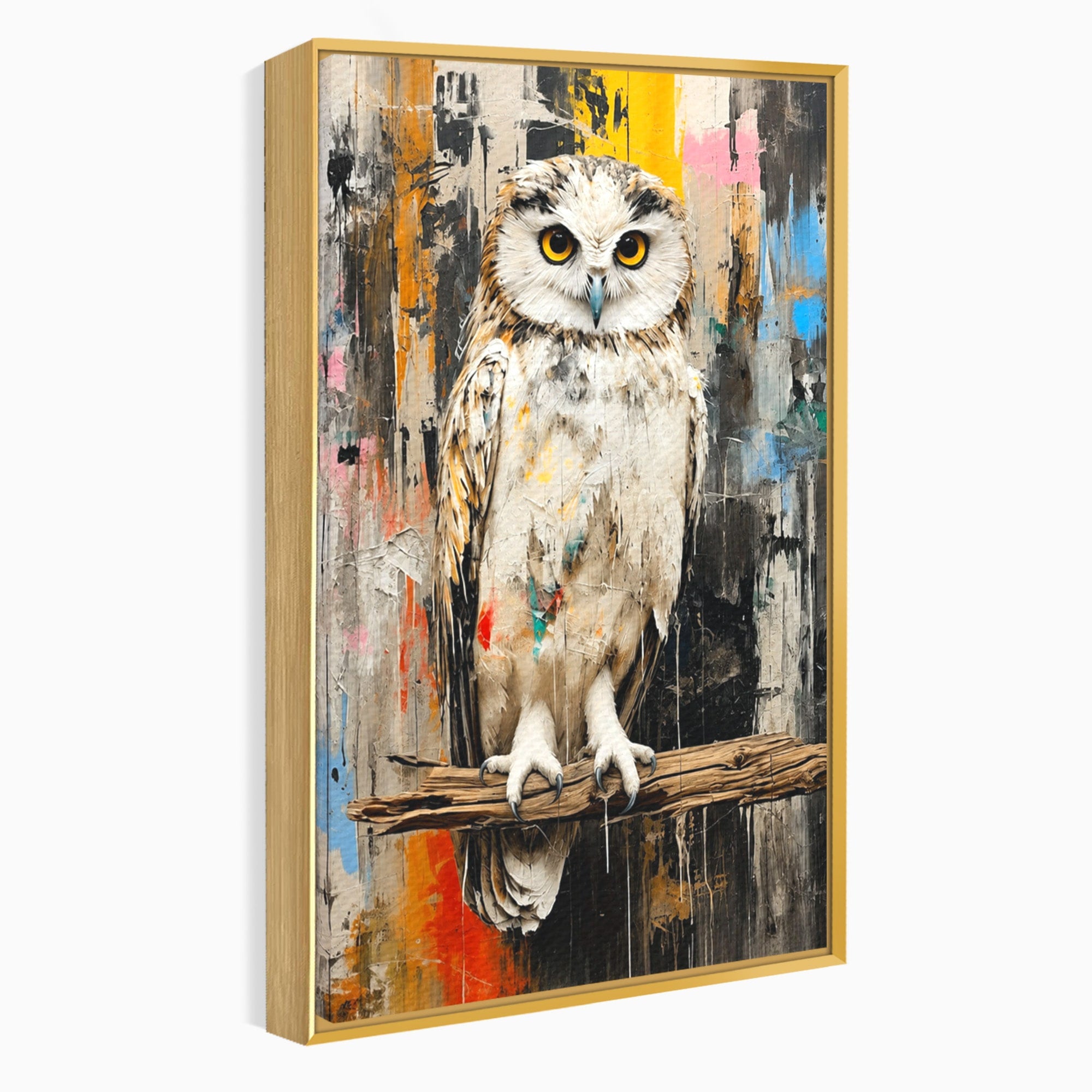 Tablou Canvas Premium LuxCanva® C1410, Bufnita Abstracta, Bufnita, Pasari, Abstract, Textura, Living, Culori Vibrante