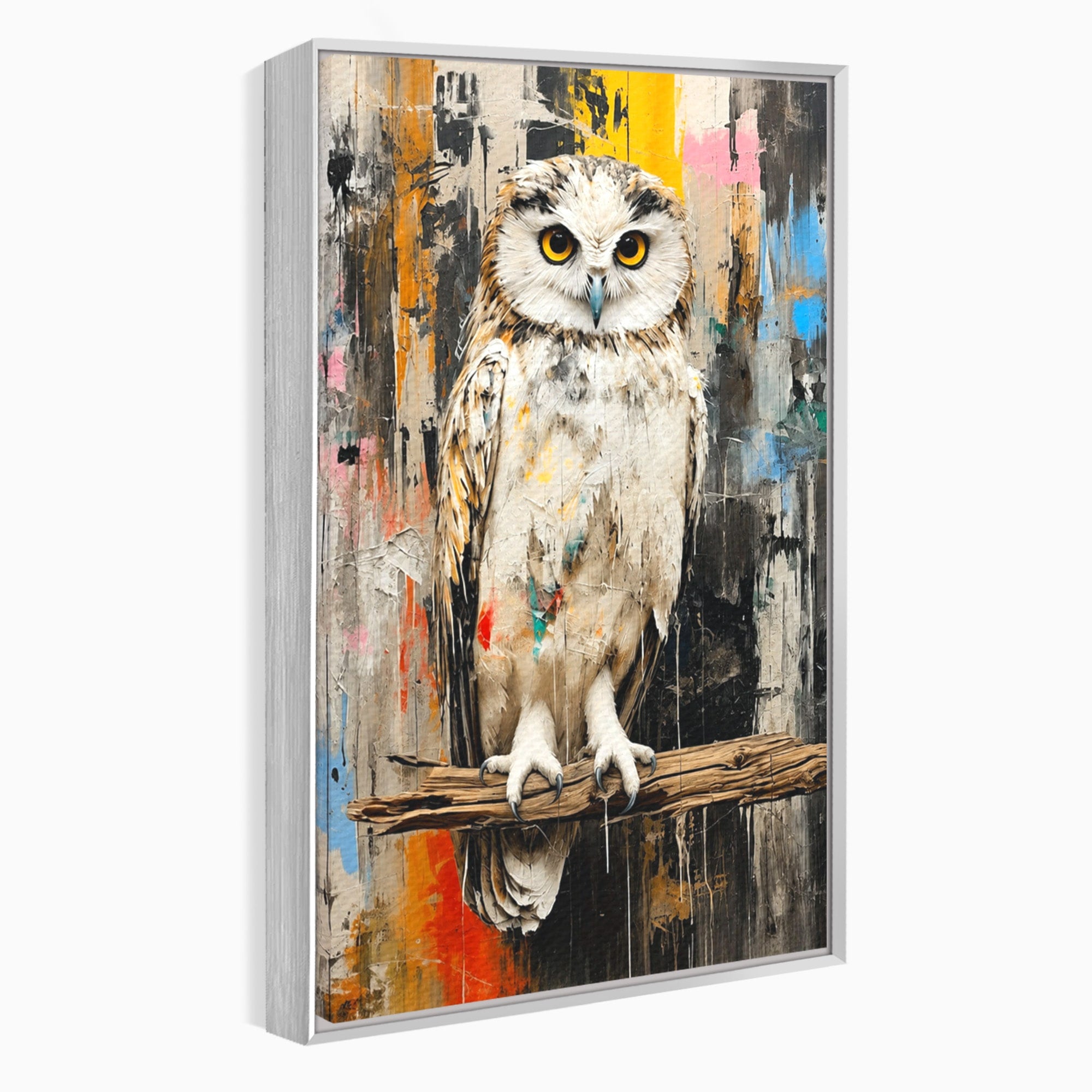 Tablou Canvas Premium LuxCanva® C1410, Bufnita Abstracta, Bufnita, Pasari, Abstract, Textura, Living, Culori Vibrante