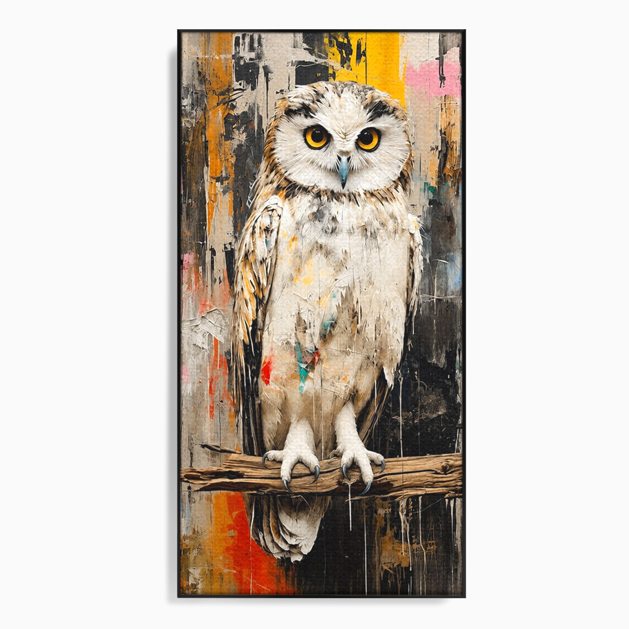 Tablou Canvas Premium LuxCanva® C1410, Bufnita Abstracta, Bufnita, Pasari, Abstract, Textura, Living, Culori Vibrante