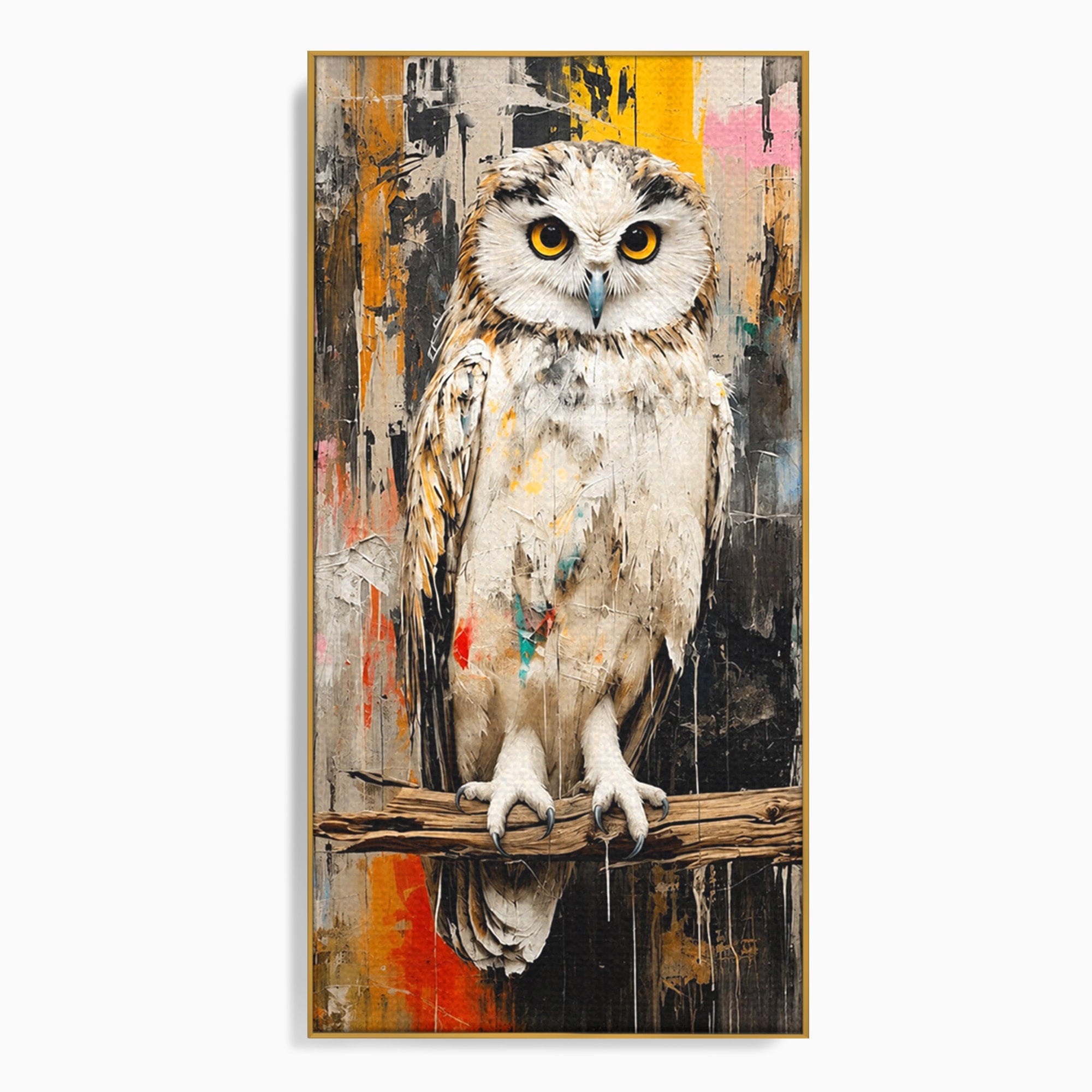 Tablou Canvas Premium LuxCanva® C1410, Bufnita Abstracta, Bufnita, Pasari, Abstract, Textura, Living, Culori Vibrante