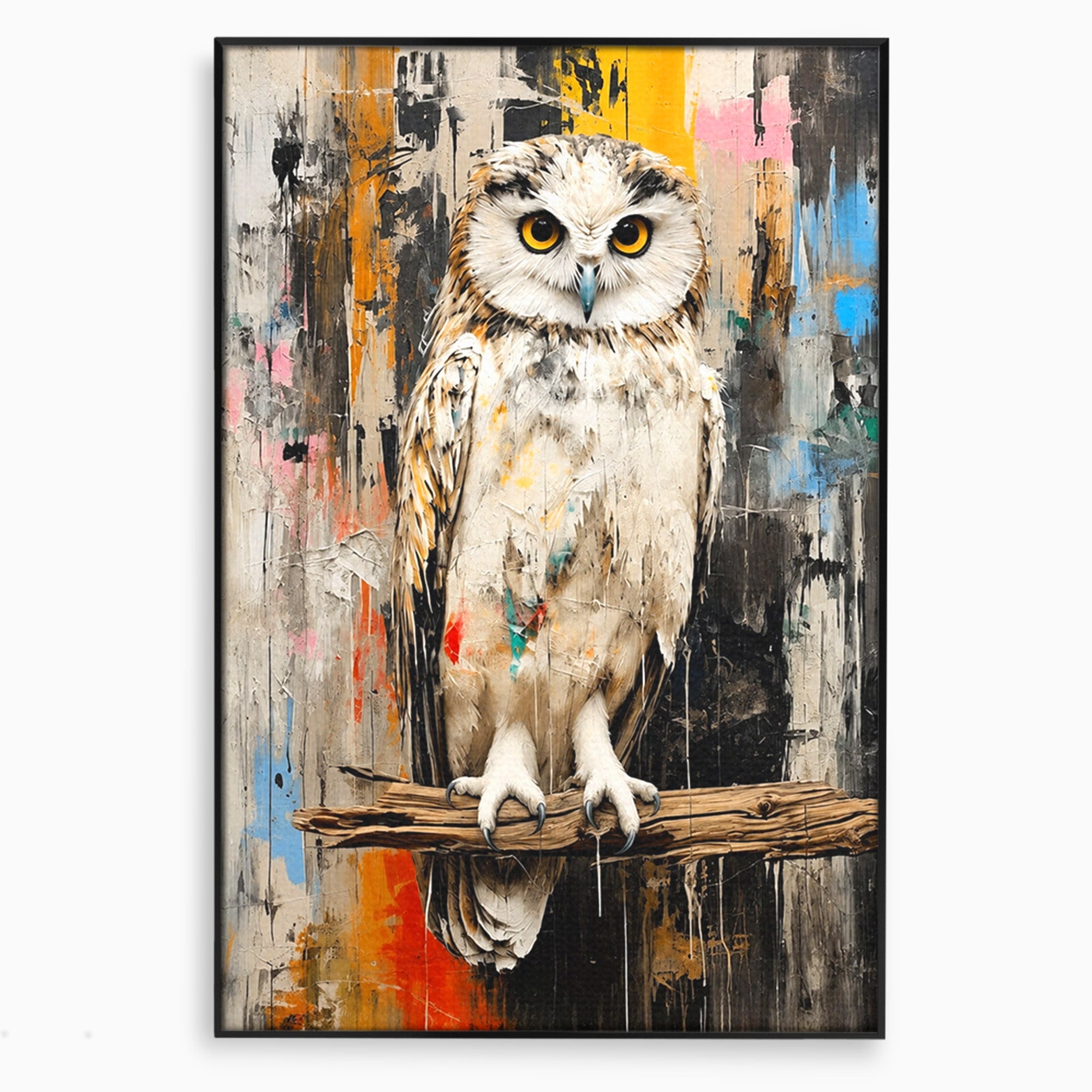 Tablou Canvas Premium LuxCanva® C1410, Bufnita Abstracta, Bufnita, Pasari, Abstract, Textura, Living, Culori Vibrante