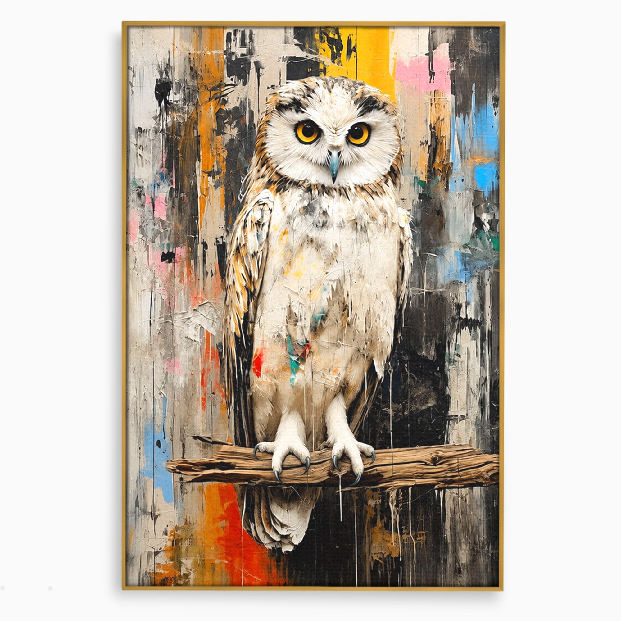Tablou Canvas Premium LuxCanva® C1410, Bufnita Abstracta, Bufnita, Pasari, Abstract, Textura, Living, Culori Vibrante