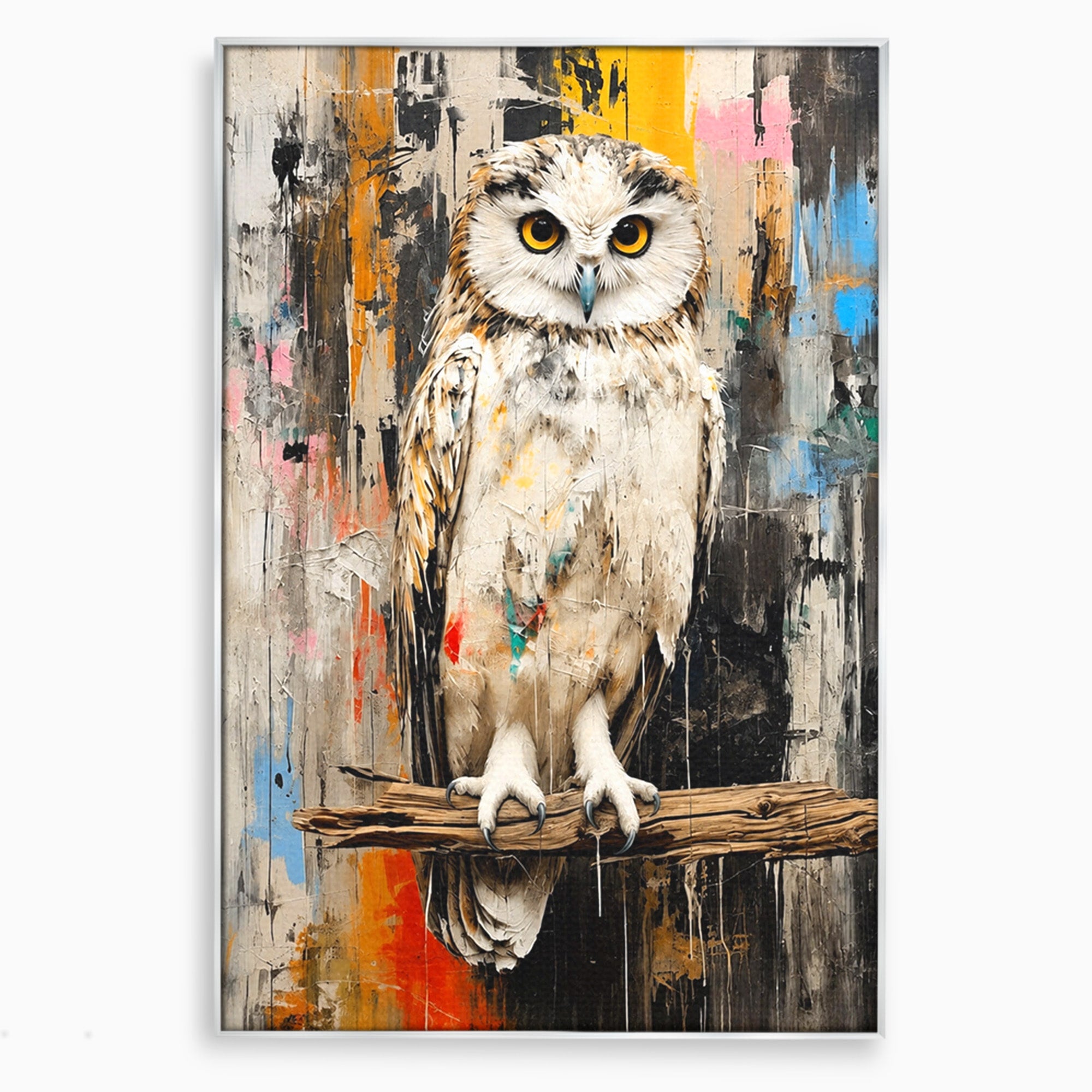 Tablou Canvas Premium LuxCanva® C1410, Bufnita Abstracta, Bufnita, Pasari, Abstract, Textura, Living, Culori Vibrante
