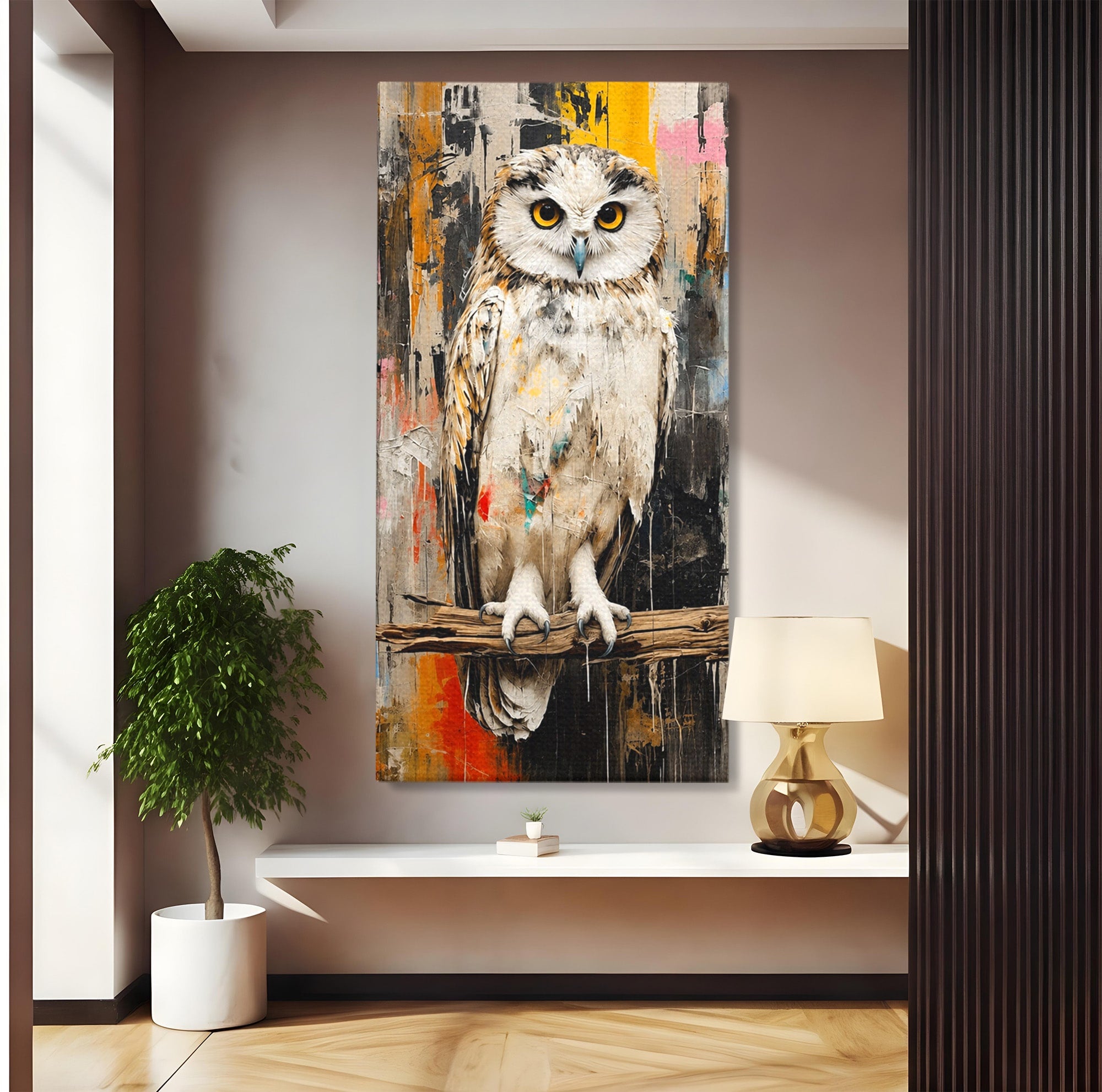Tablou Canvas Premium LuxCanva® C1410, Bufnita Abstracta, Bufnita, Pasari, Abstract, Textura, Living, Culori Vibrante