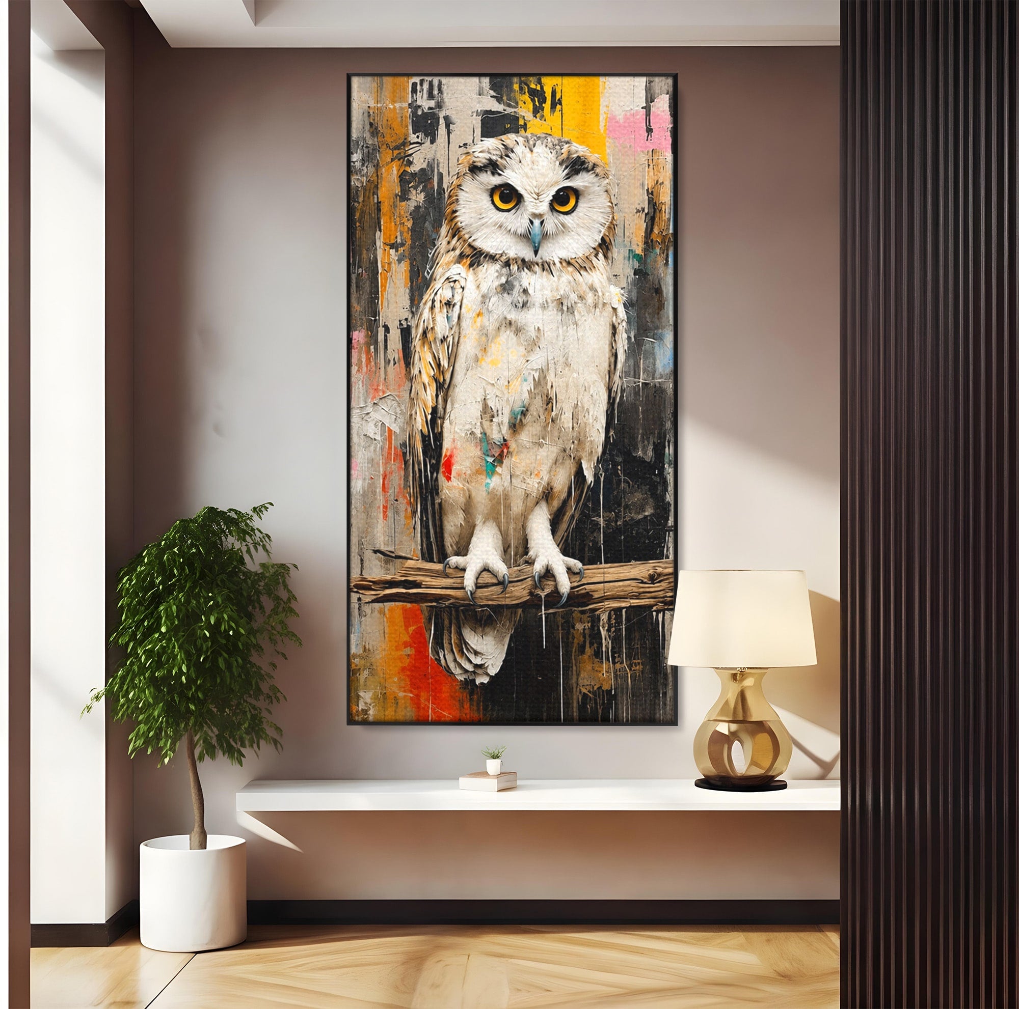 Tablou Canvas Premium LuxCanva® C1410, Bufnita Abstracta, Bufnita, Pasari, Abstract, Textura, Living, Culori Vibrante