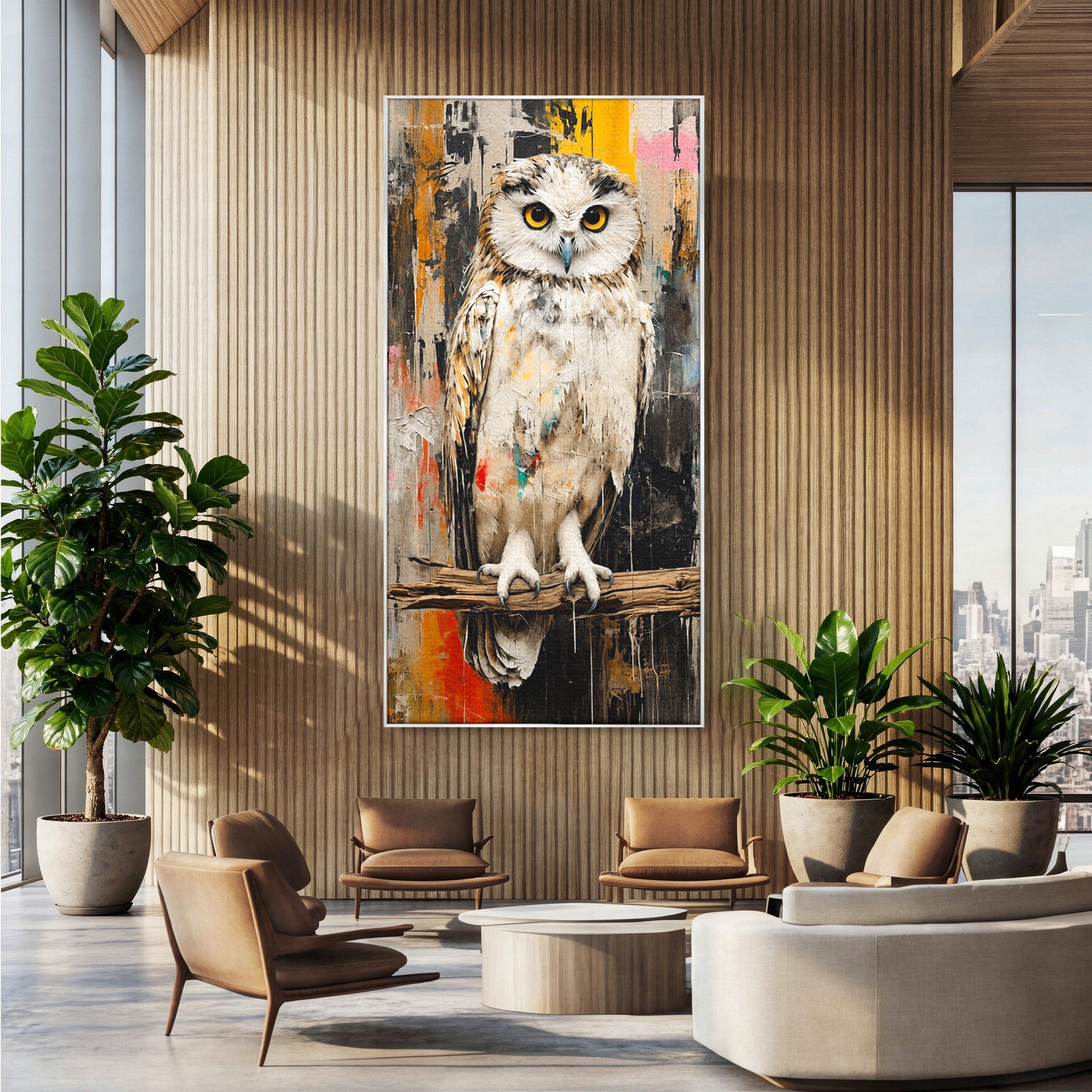 Tablou Canvas Premium LuxCanva® C1410, Bufnita Abstracta, Bufnita, Pasari, Abstract, Textura, Living, Culori Vibrante