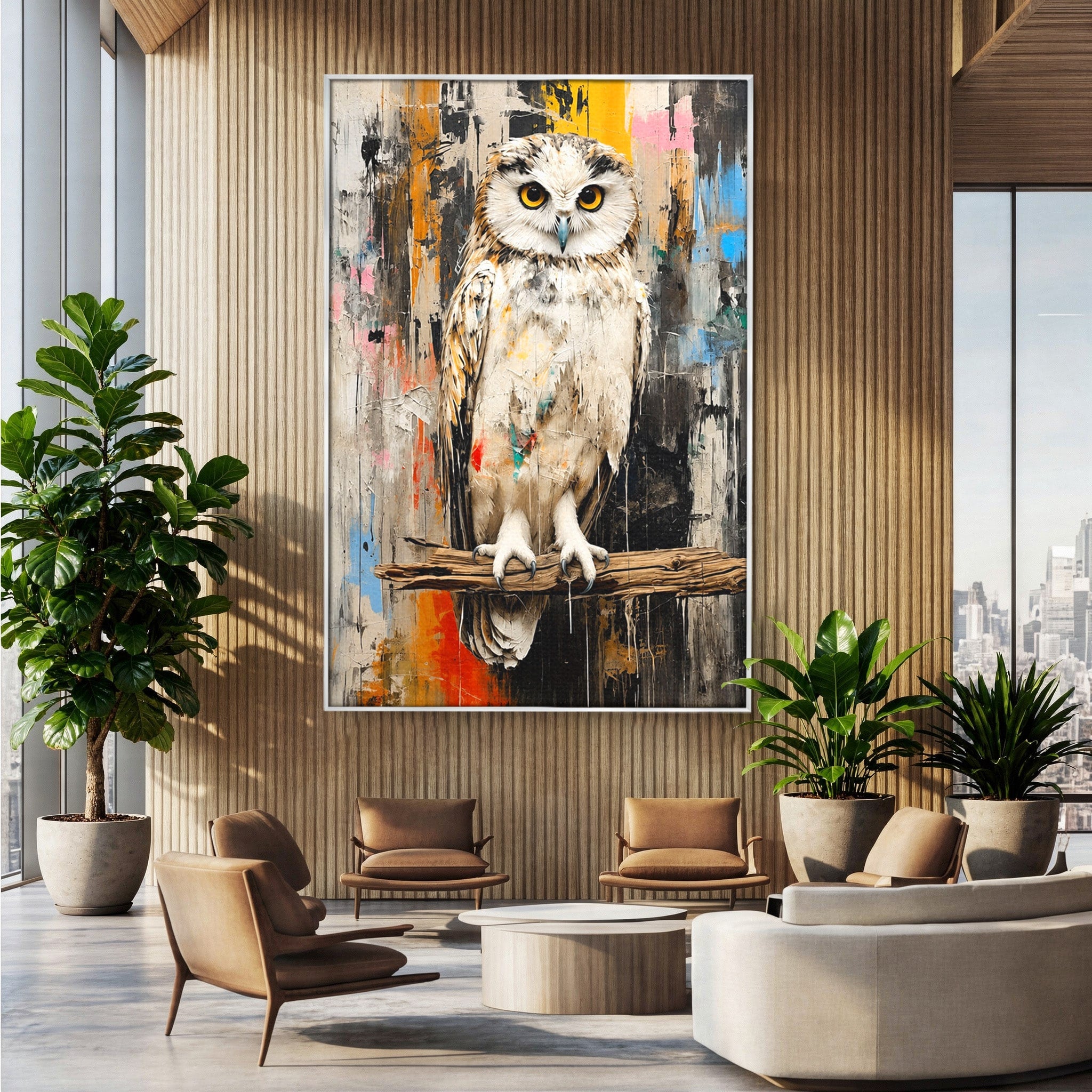 Tablou Canvas Premium LuxCanva® C1410, Bufnita Abstracta, Bufnita, Pasari, Abstract, Textura, Living, Culori Vibrante