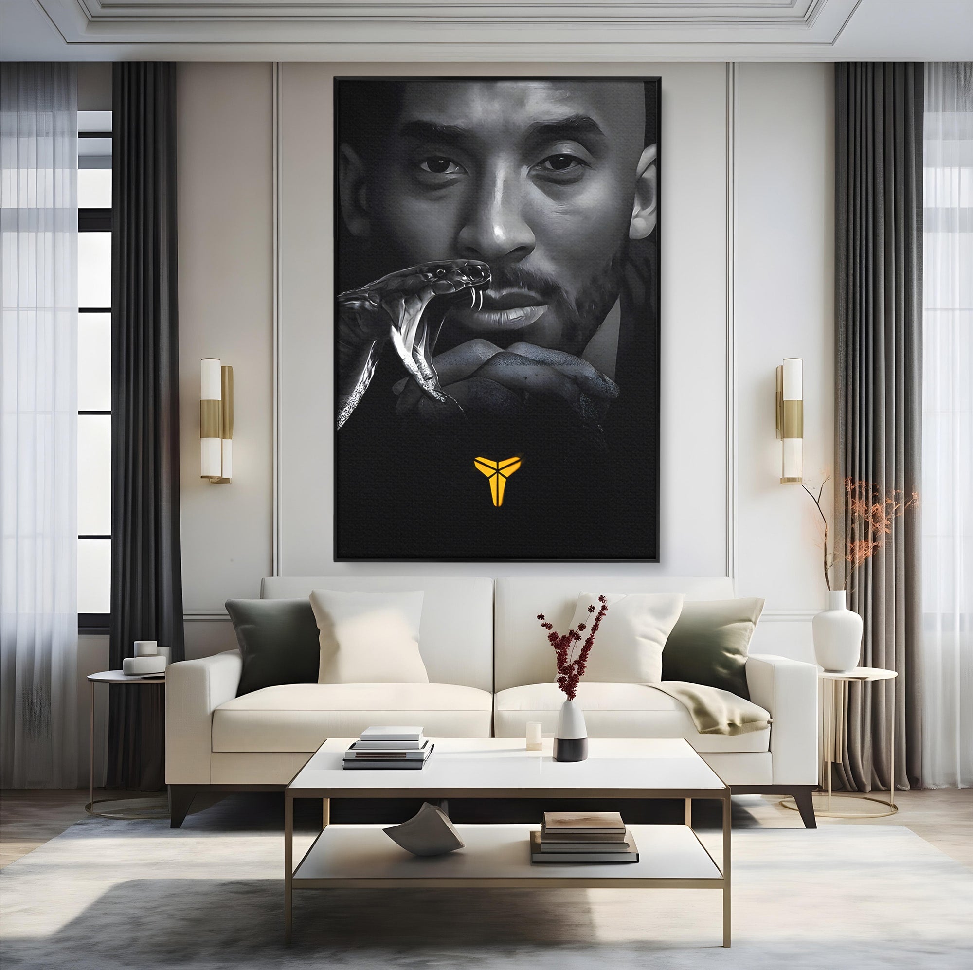 Tablou Canvas Premium LuxCanva® C1177, Mamba Neagra, Portret, Sport, Legenda, Dormitor, Birou, Culori Vibrante