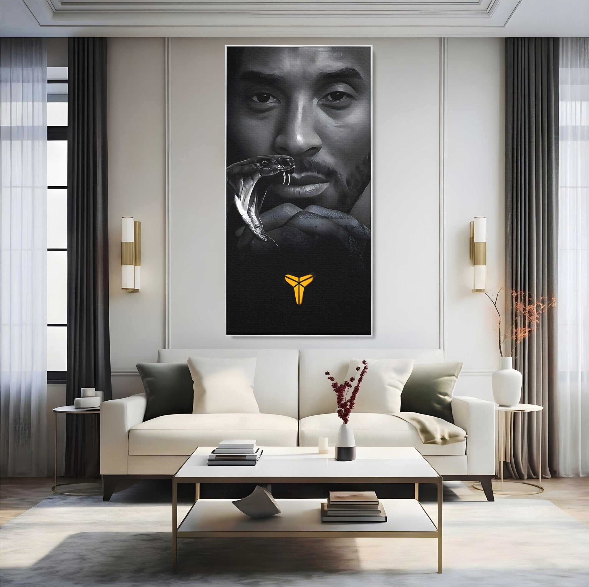 Tablou Canvas Premium LuxCanva® C1177, Mamba Neagra, Portret, Sport, Legenda, Dormitor, Birou, Culori Vibrante