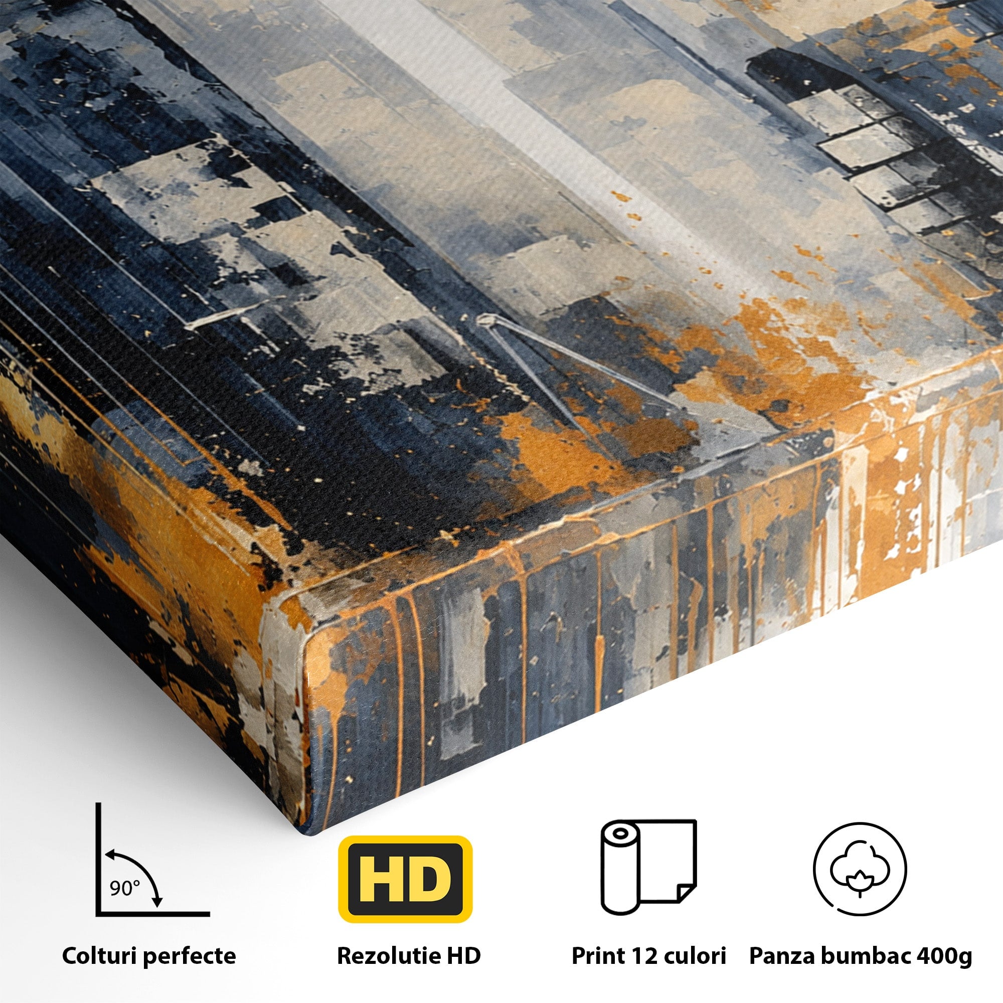 Tablou Canvas Premium LuxCanva® C1178, Orasul Nocturn, Oras, Noapte, Peisaj Urban, Abstract, Living, Culori Vibrante