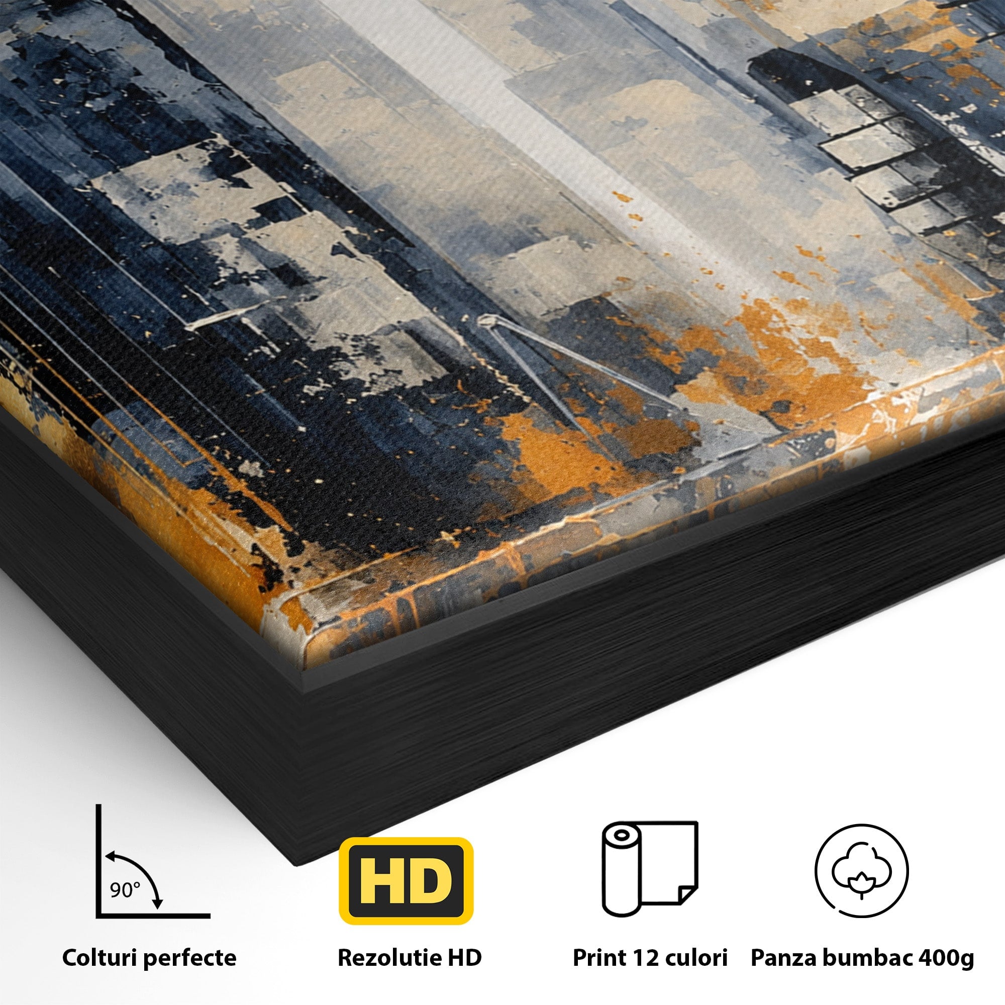 Tablou Canvas Premium LuxCanva® C1178, Orasul Nocturn, Oras, Noapte, Peisaj Urban, Abstract, Living, Culori Vibrante