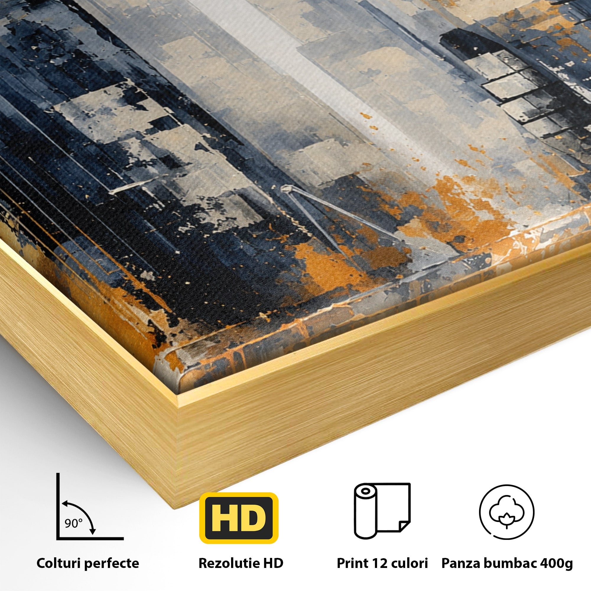Tablou Canvas Premium LuxCanva® C1178, Orasul Nocturn, Oras, Noapte, Peisaj Urban, Abstract, Living, Culori Vibrante