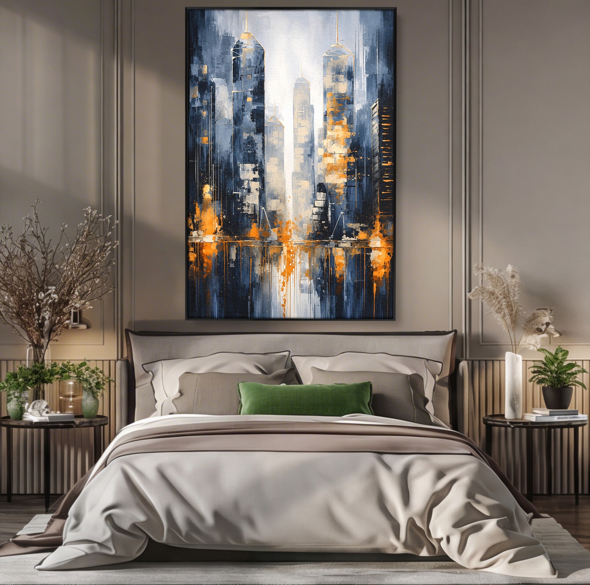 Tablou Canvas Premium LuxCanva® C1178, Orasul Nocturn, Oras, Noapte, Peisaj Urban, Abstract, Living, Culori Vibrante