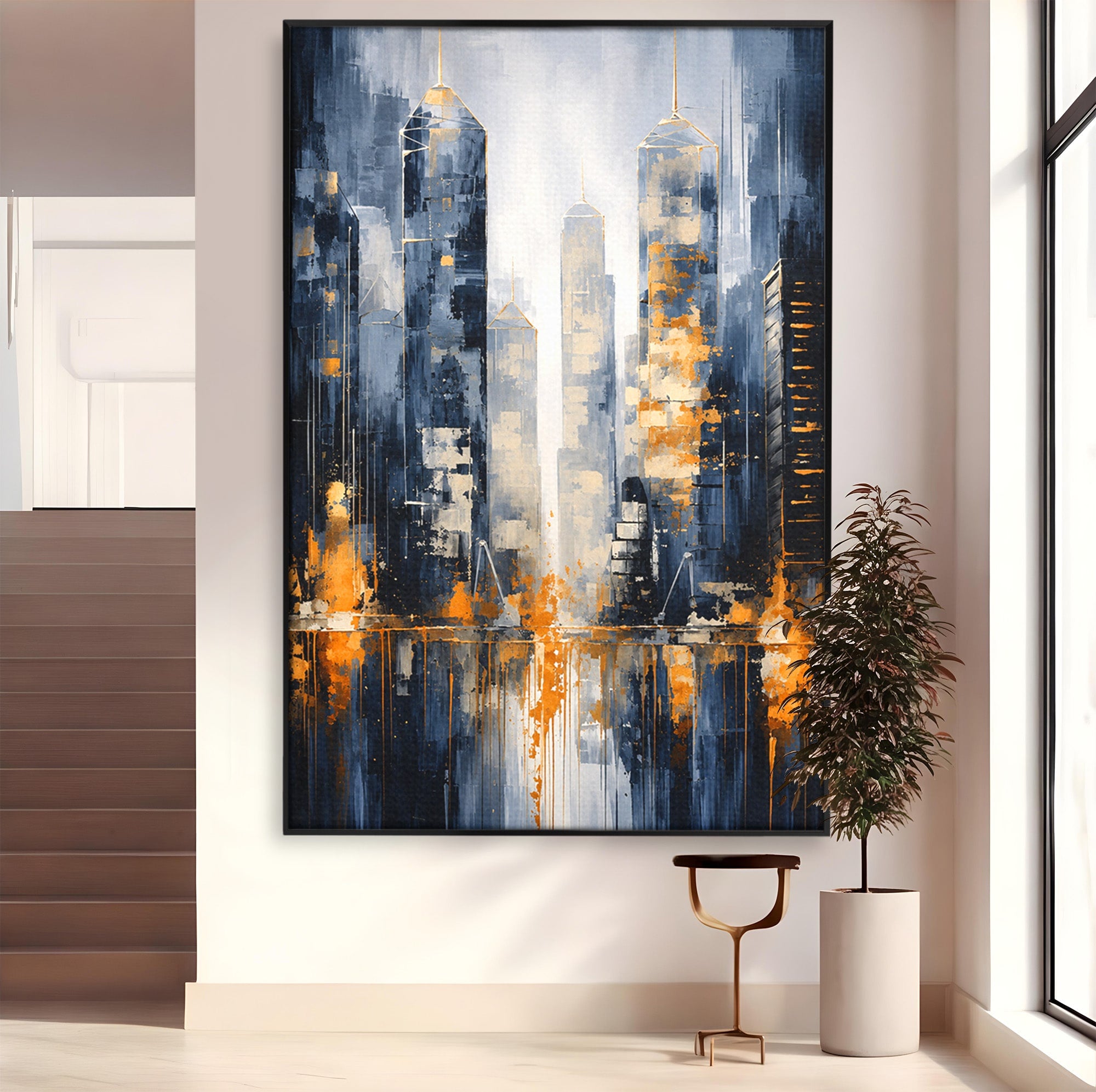 Tablou Canvas Premium LuxCanva® C1178, Orasul Nocturn, Oras, Noapte, Peisaj Urban, Abstract, Living, Culori Vibrante