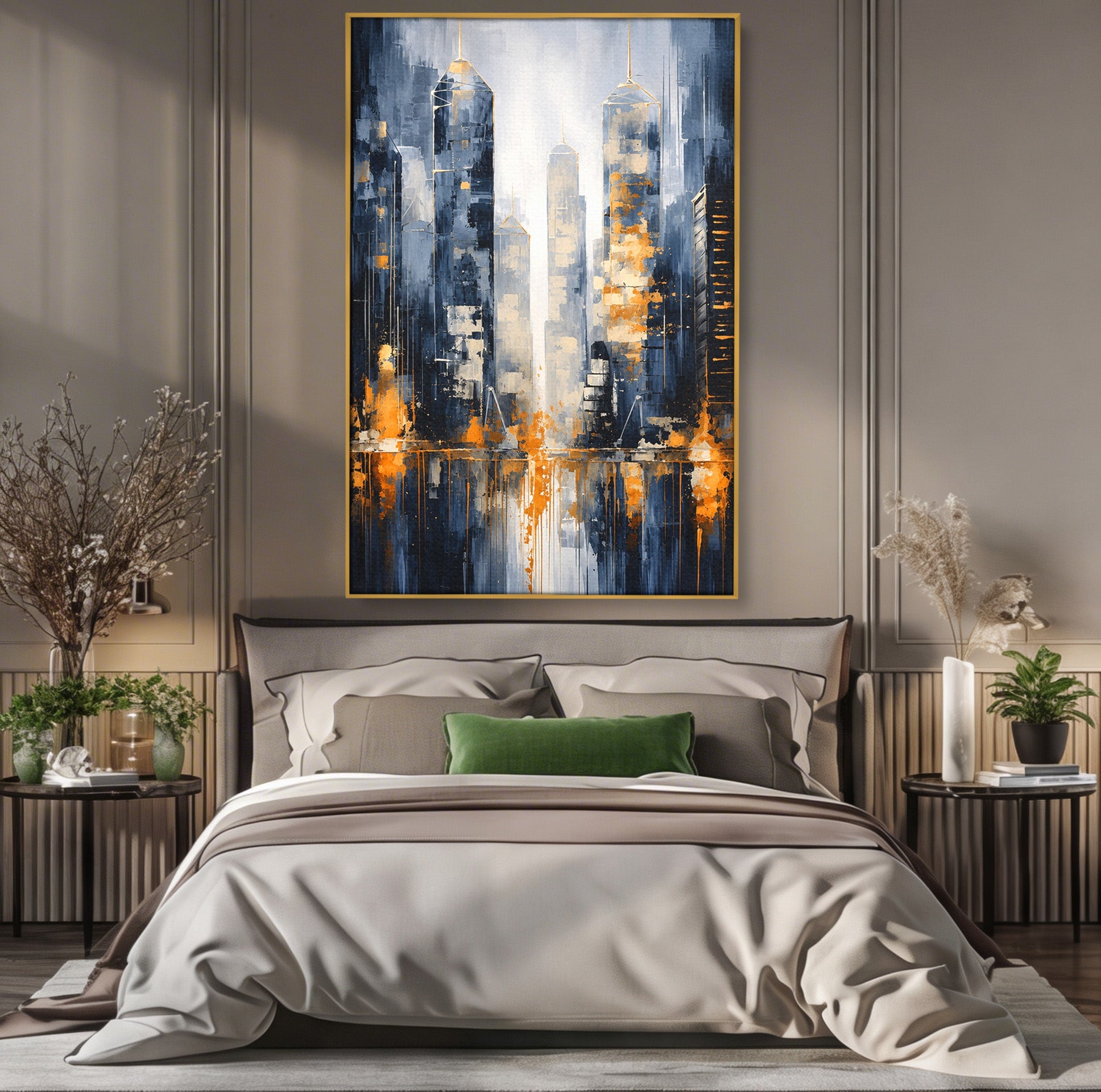 Tablou Canvas Premium LuxCanva® C1178, Orasul Nocturn, Oras, Noapte, Peisaj Urban, Abstract, Living, Culori Vibrante