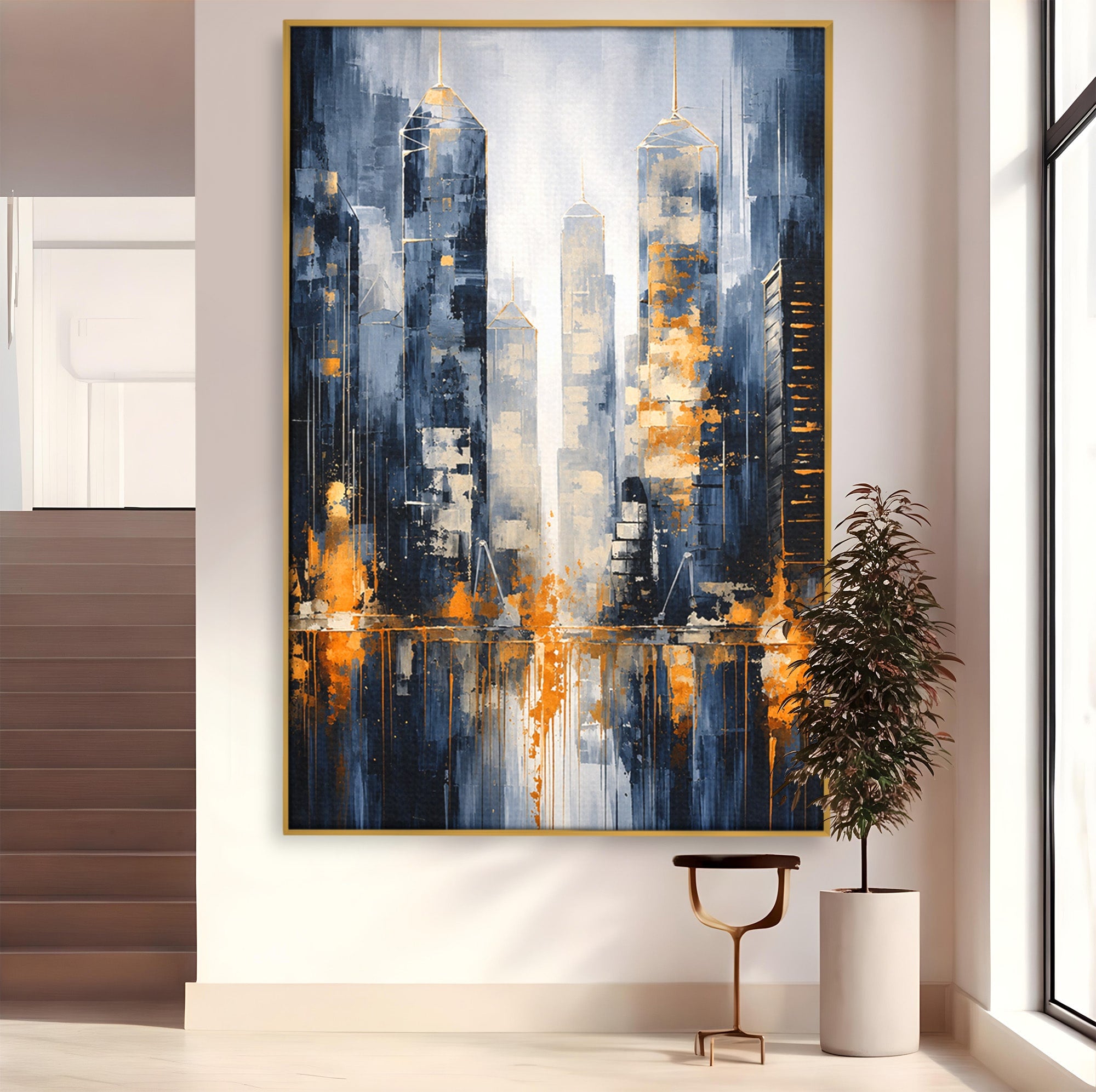 Tablou Canvas Premium LuxCanva® C1178, Orasul Nocturn, Oras, Noapte, Peisaj Urban, Abstract, Living, Culori Vibrante