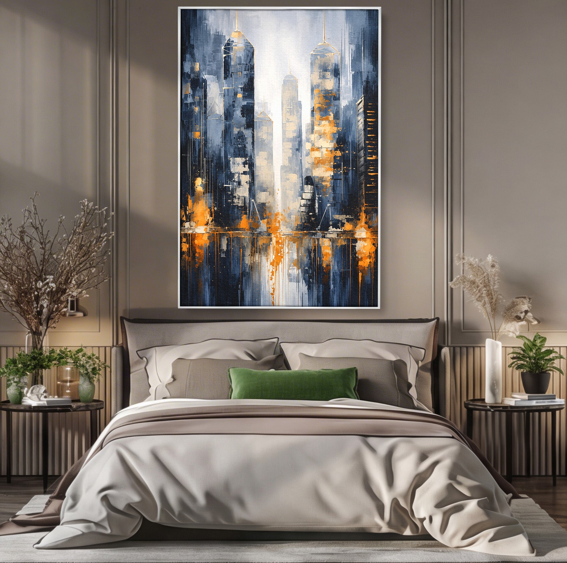 Tablou Canvas Premium LuxCanva® C1178, Orasul Nocturn, Oras, Noapte, Peisaj Urban, Abstract, Living, Culori Vibrante