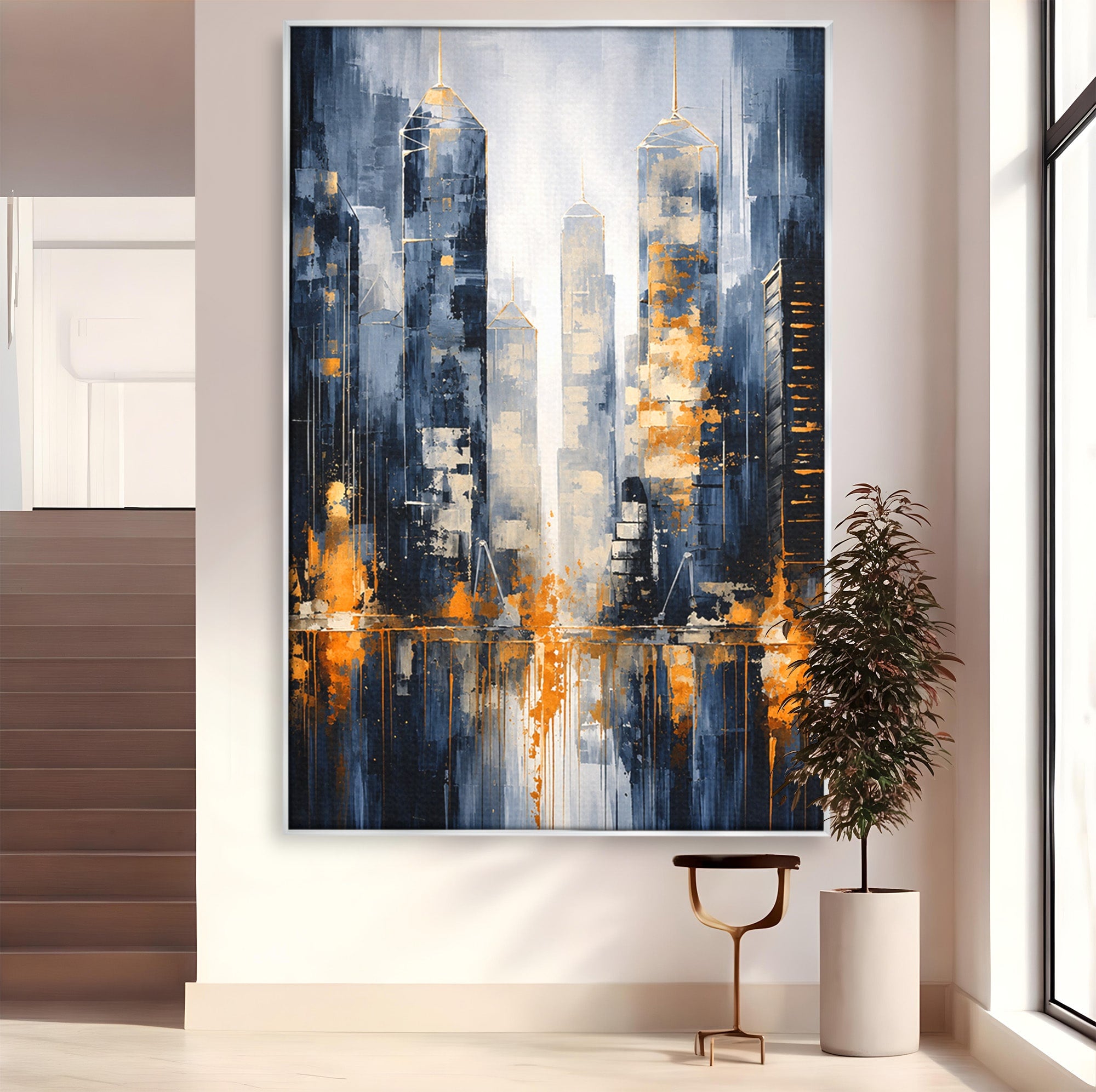 Tablou Canvas Premium LuxCanva® C1178, Orasul Nocturn, Oras, Noapte, Peisaj Urban, Abstract, Living, Culori Vibrante