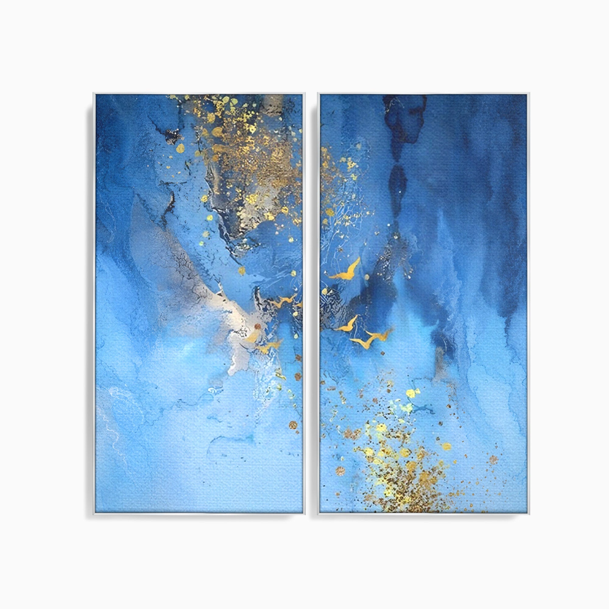 Set 2 Tablouri Canvas Premium LuxCanva® C2-1014, Pasari Pe Cer, Abstract, Culori, Living, Dormitor, Birou, Relaxare, Culori Vibrante