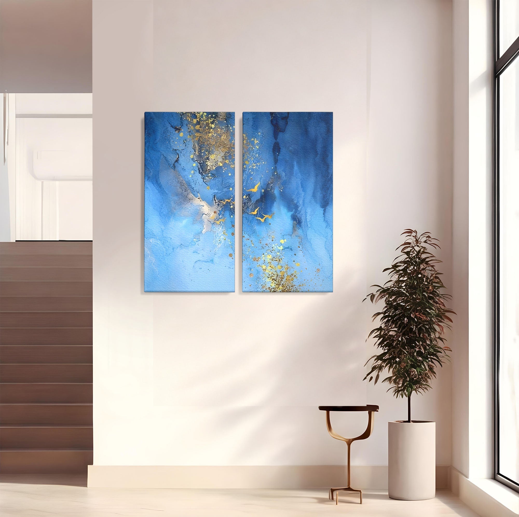 Set 2 Tablouri Canvas Premium LuxCanva® C2-1014, Pasari Pe Cer, Abstract, Culori, Living, Dormitor, Birou, Relaxare, Culori Vibrante