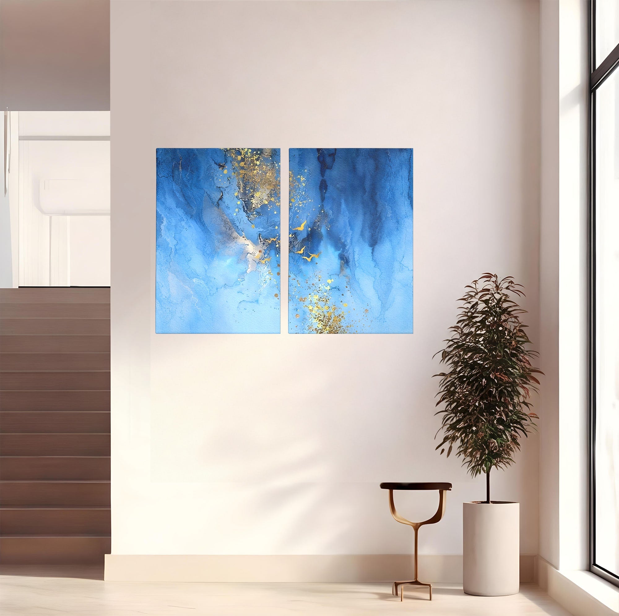 Set 2 Tablouri Canvas Premium LuxCanva® C2-1014, Pasari Pe Cer, Abstract, Culori, Living, Dormitor, Birou, Relaxare, Culori Vibrante