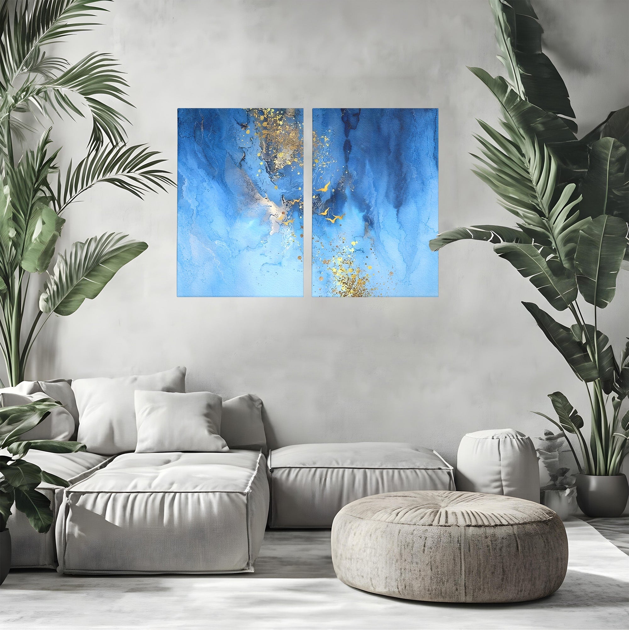 Set 2 Tablouri Canvas Premium LuxCanva® C2-1014, Pasari Pe Cer, Abstract, Culori, Living, Dormitor, Birou, Relaxare, Culori Vibrante