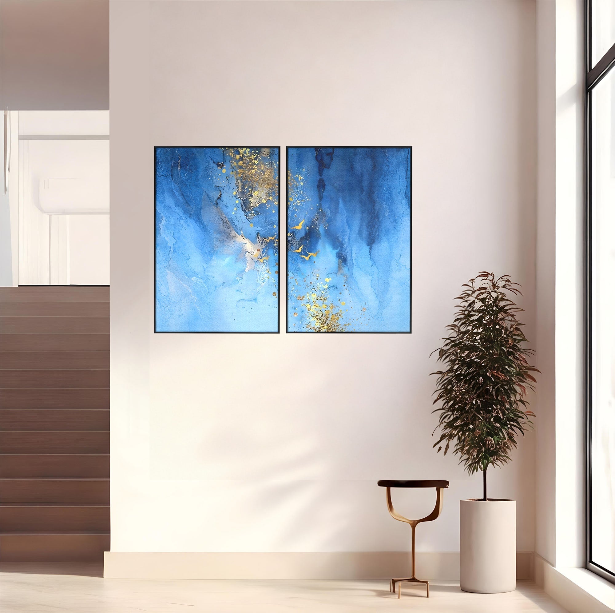 Set 2 Tablouri Canvas Premium LuxCanva® C2-1014, Pasari Pe Cer, Abstract, Culori, Living, Dormitor, Birou, Relaxare, Culori Vibrante