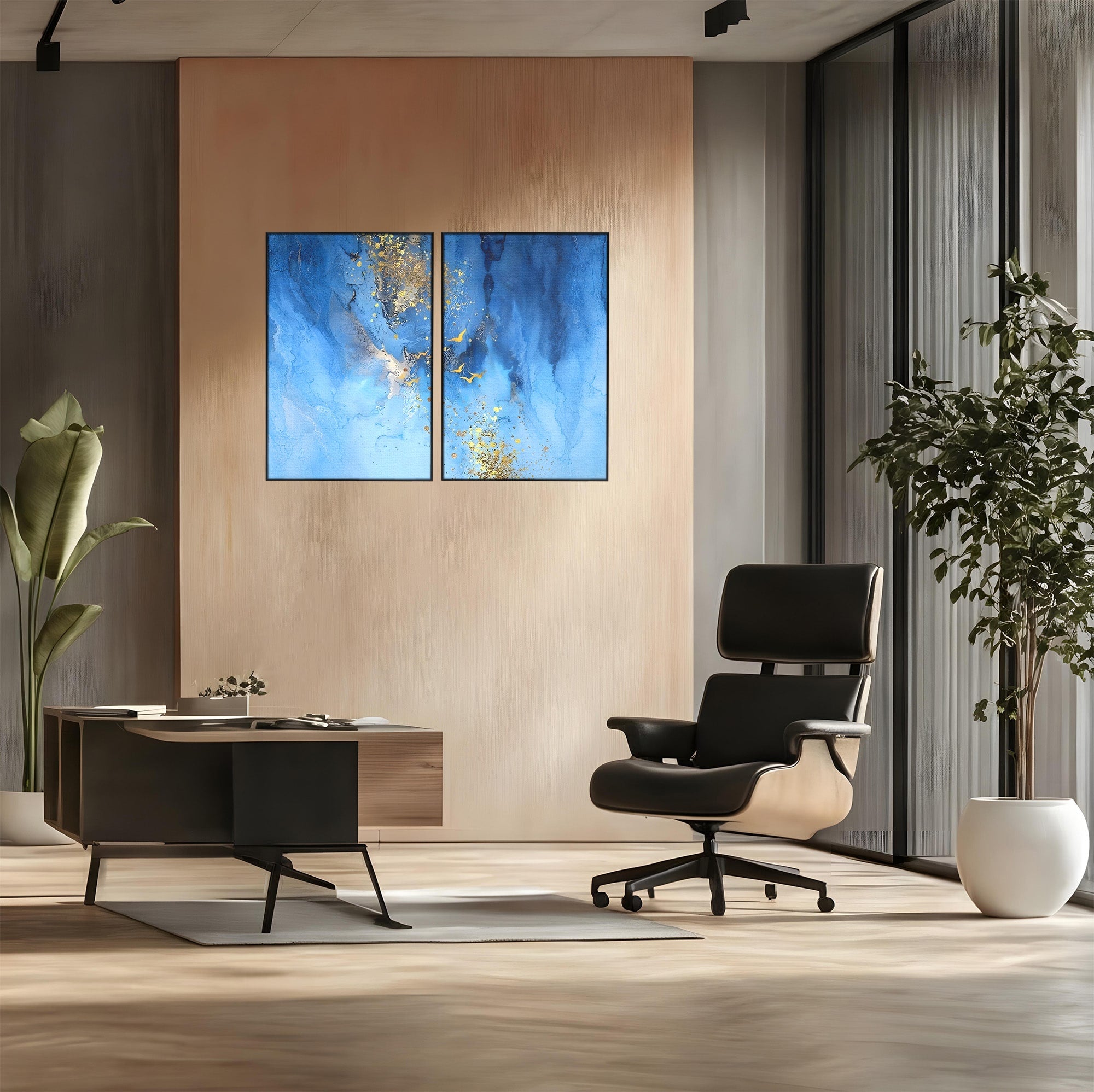 Set 2 Tablouri Canvas Premium LuxCanva® C2-1014, Pasari Pe Cer, Abstract, Culori, Living, Dormitor, Birou, Relaxare, Culori Vibrante