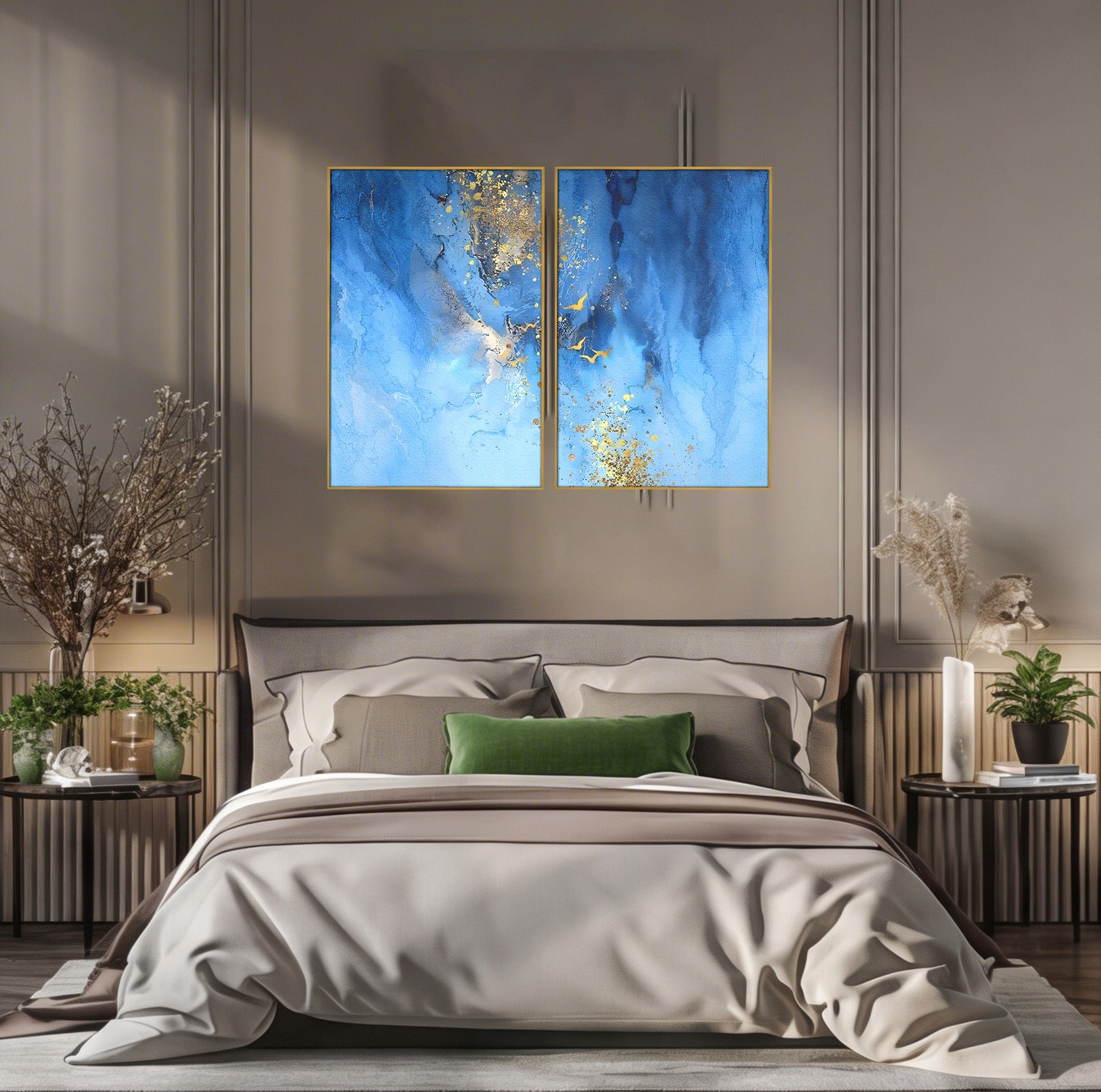 Set 2 Tablouri Canvas Premium LuxCanva® C2-1014, Pasari Pe Cer, Abstract, Culori, Living, Dormitor, Birou, Relaxare, Culori Vibrante