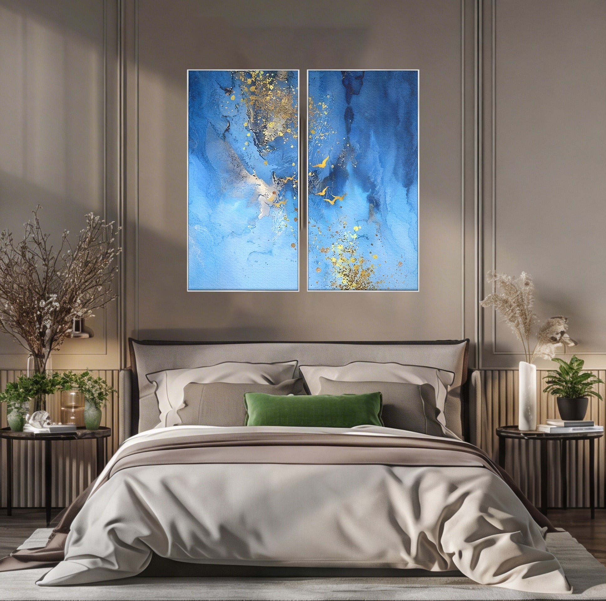Set 2 Tablouri Canvas Premium LuxCanva® C2-1014, Pasari Pe Cer, Abstract, Culori, Living, Dormitor, Birou, Relaxare, Culori Vibrante