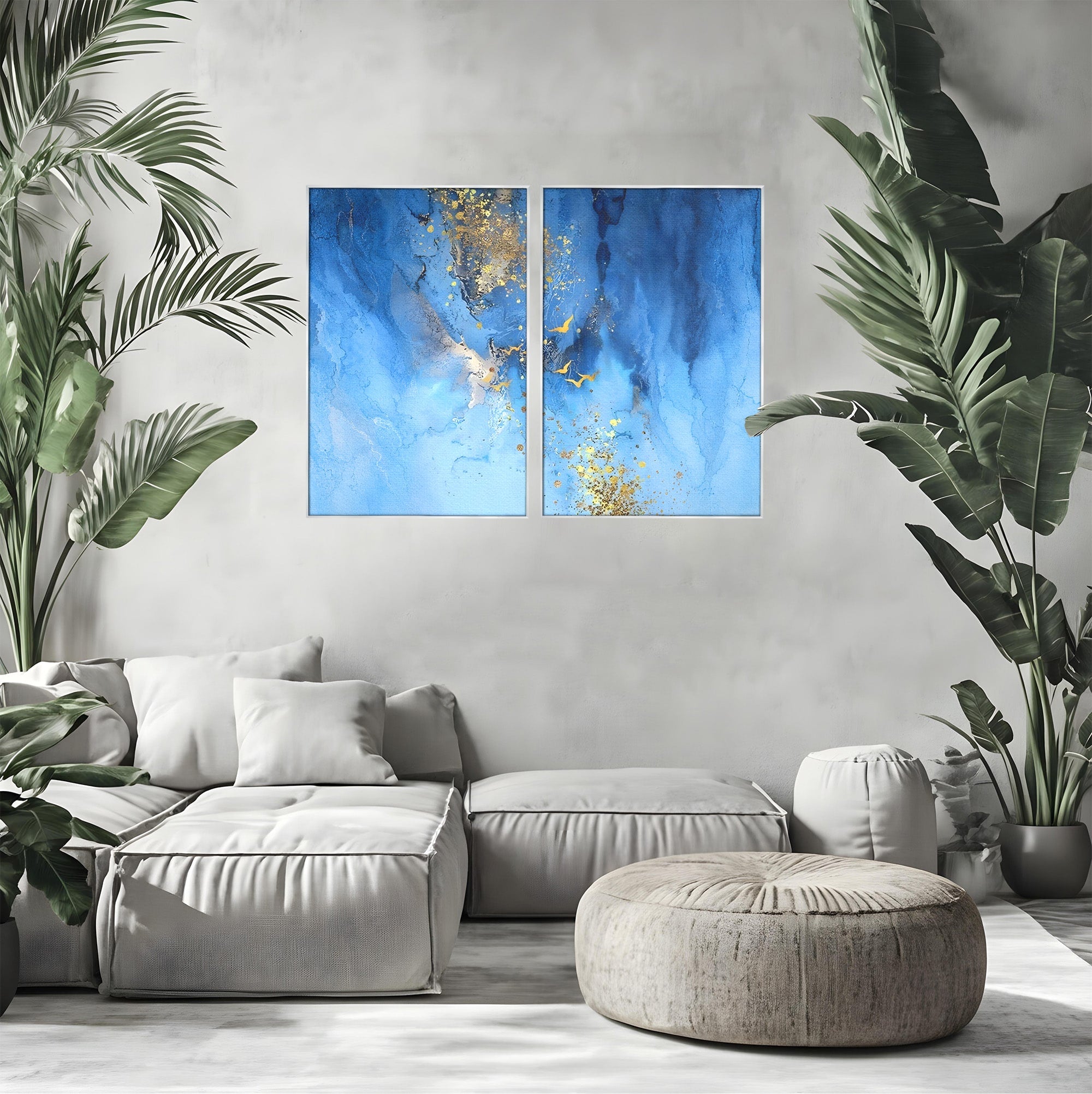 Set 2 Tablouri Canvas Premium LuxCanva® C2-1014, Pasari Pe Cer, Abstract, Culori, Living, Dormitor, Birou, Relaxare, Culori Vibrante