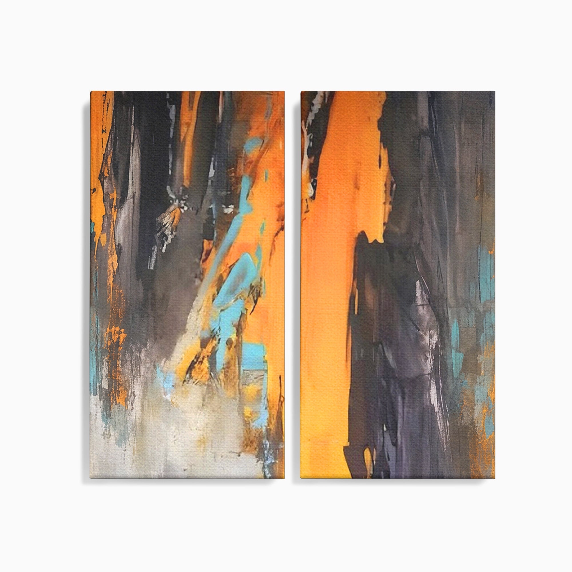 Set 2 Tablouri Canvas Premium LuxCanva® C2-1017, Culori Abstracte Pe Pinza, Culori, Living, Birou, Relaxare, Culori Vibrante