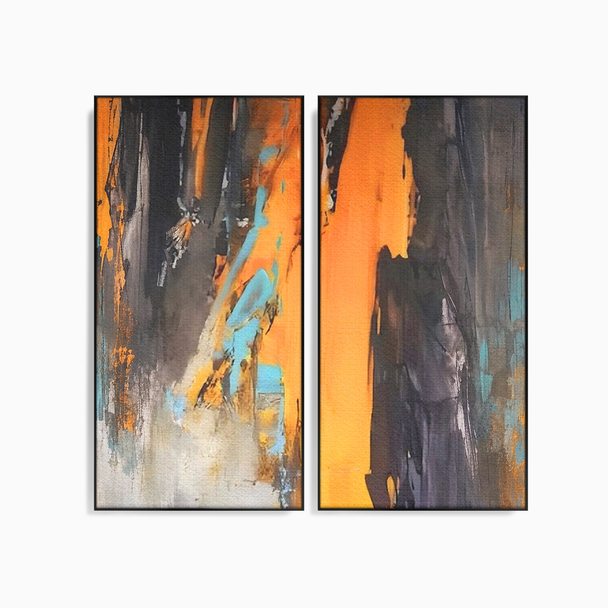 Set 2 Tablouri Canvas Premium LuxCanva® C2-1017, Culori Abstracte Pe Pinza, Culori, Living, Birou, Relaxare, Culori Vibrante