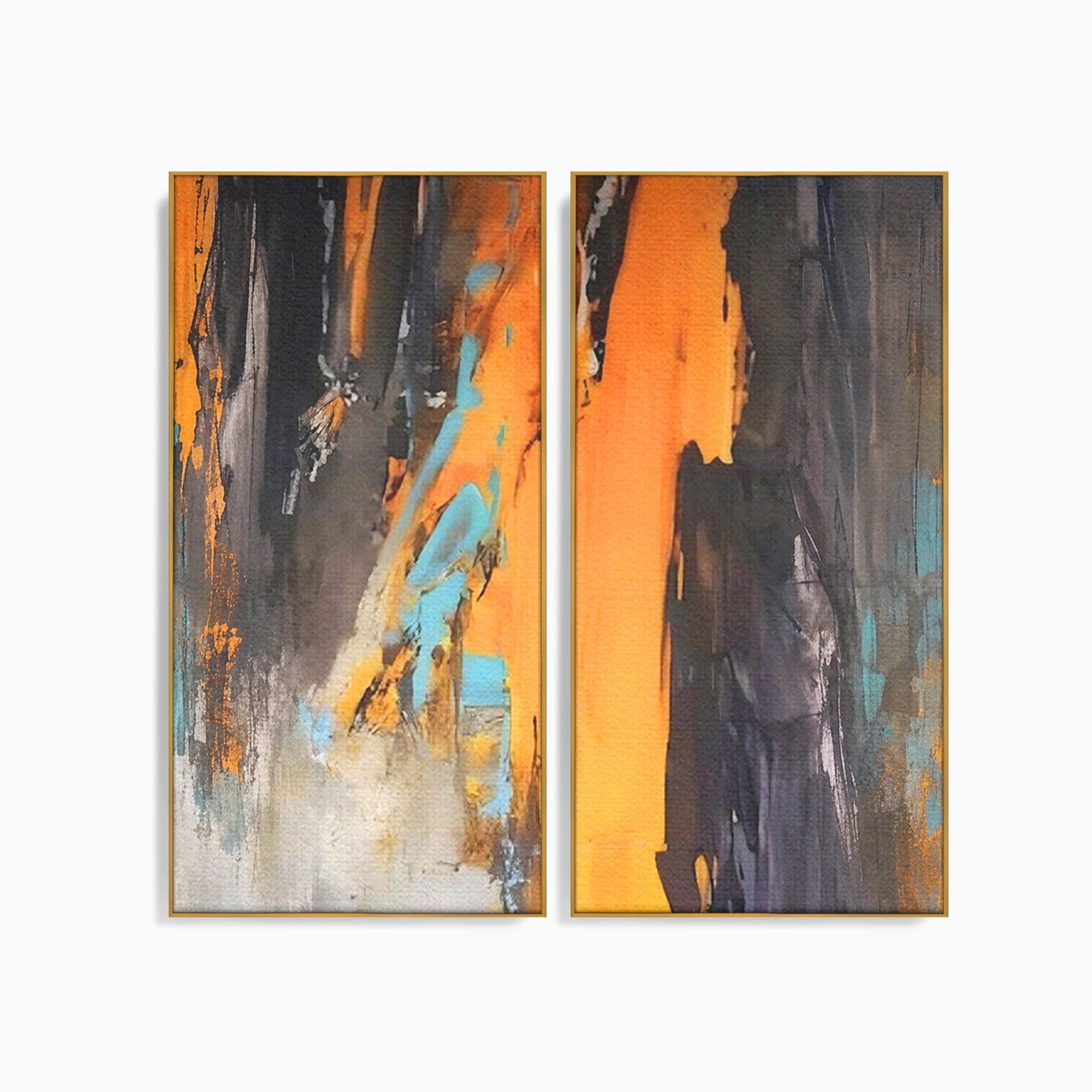 Set 2 Tablouri Canvas Premium LuxCanva® C2-1017, Culori Abstracte Pe Pinza, Culori, Living, Birou, Relaxare, Culori Vibrante