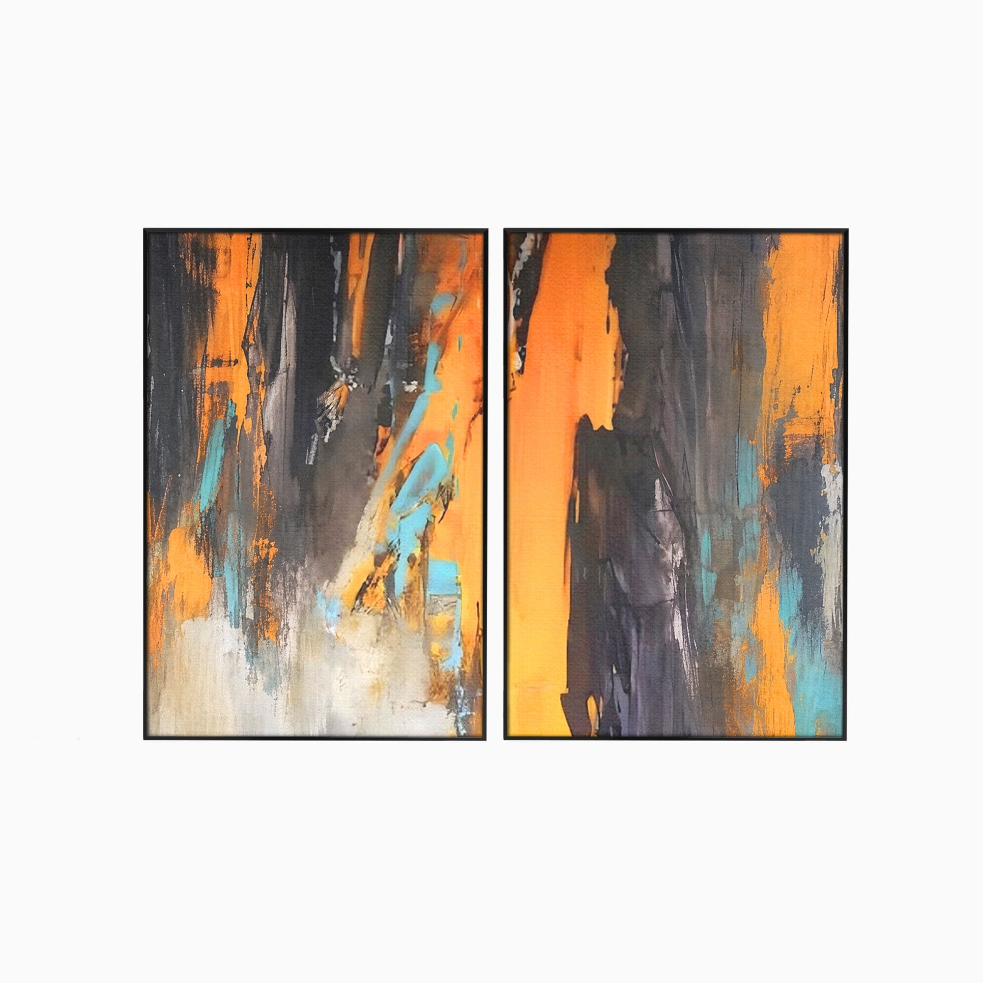 Set 2 Tablouri Canvas Premium LuxCanva® C2-1017, Culori Abstracte Pe Pinza, Culori, Living, Birou, Relaxare, Culori Vibrante