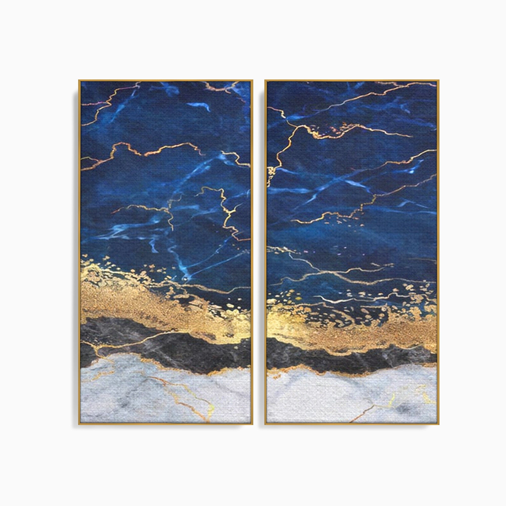 Set 2 Tablouri Canvas Premium LuxCanva® C2-1039, Blue Marble, Culori, Marble, Colours, Office, Living Room, Relaxare, Culori Vibrante