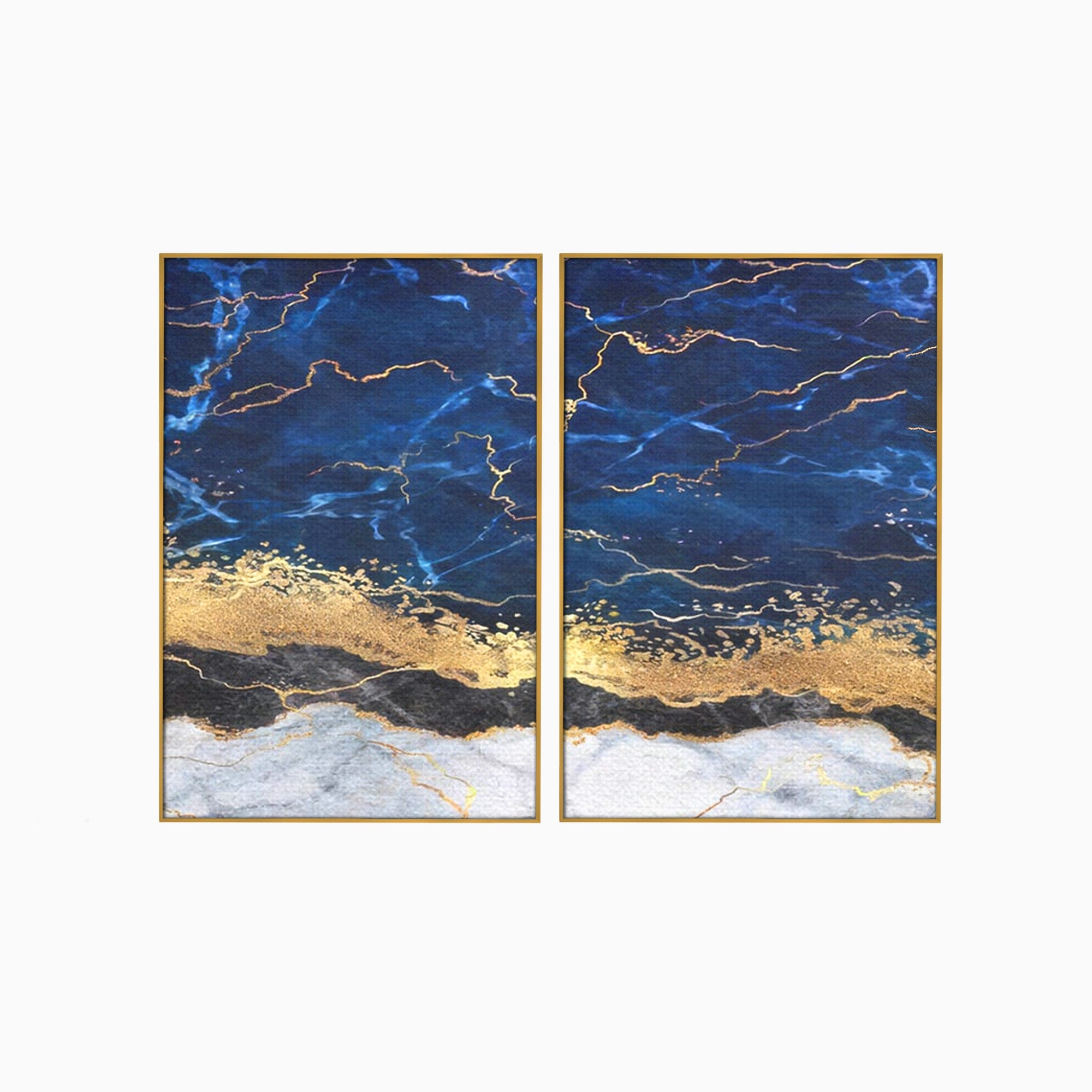 Set 2 Tablouri Canvas Premium LuxCanva® C2-1039, Blue Marble, Culori, Marble, Colours, Office, Living Room, Relaxare, Culori Vibrante