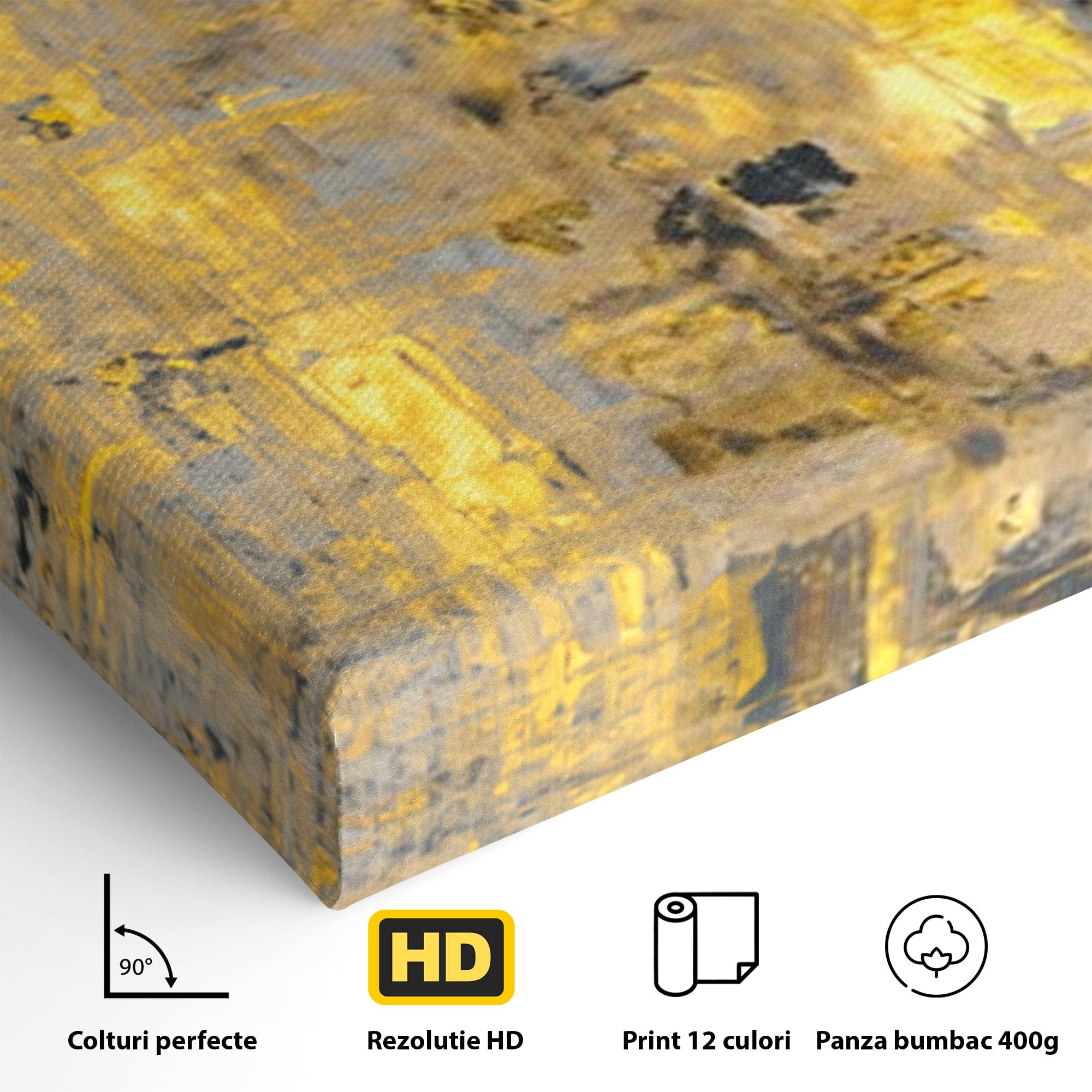 Set 2 Tablouri Canvas Premium LuxCanva® C2-1058, Gold And Brown Painting Abstract, Gold And Brown Painting Abstract, Dining Room, Living Room, Relaxare, Culori Vibrante