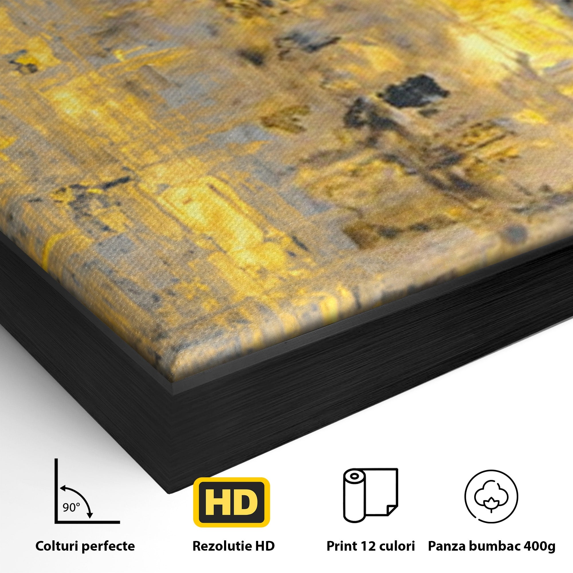 Set 2 Tablouri Canvas Premium LuxCanva® C2-1058, Gold And Brown Painting Abstract, Gold And Brown Painting Abstract, Dining Room, Living Room, Relaxare, Culori Vibrante