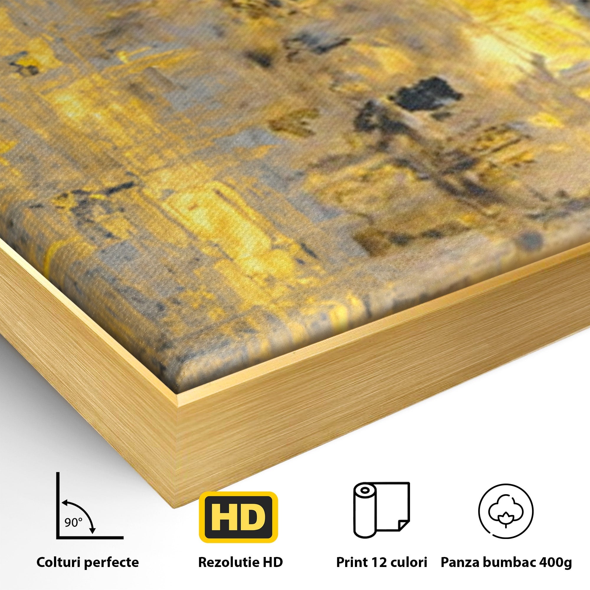 Set 2 Tablouri Canvas Premium LuxCanva® C2-1058, Gold And Brown Painting Abstract, Gold And Brown Painting Abstract, Dining Room, Living Room, Relaxare, Culori Vibrante