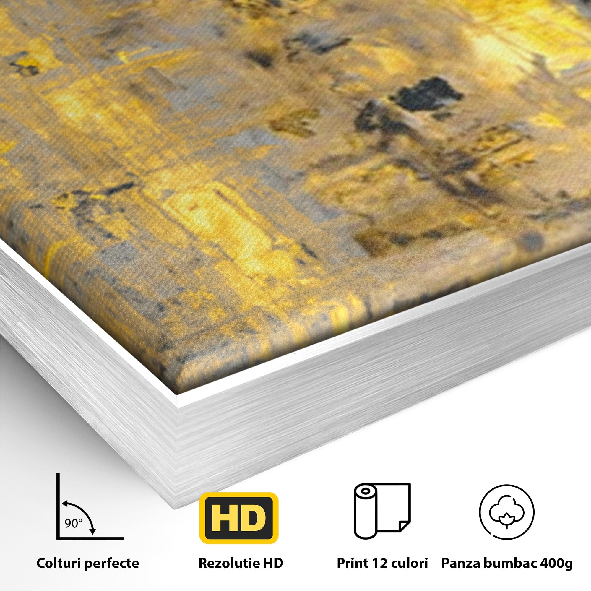 Set 2 Tablouri Canvas Premium LuxCanva® C2-1058, Gold And Brown Painting Abstract, Gold And Brown Painting Abstract, Dining Room, Living Room, Relaxare, Culori Vibrante