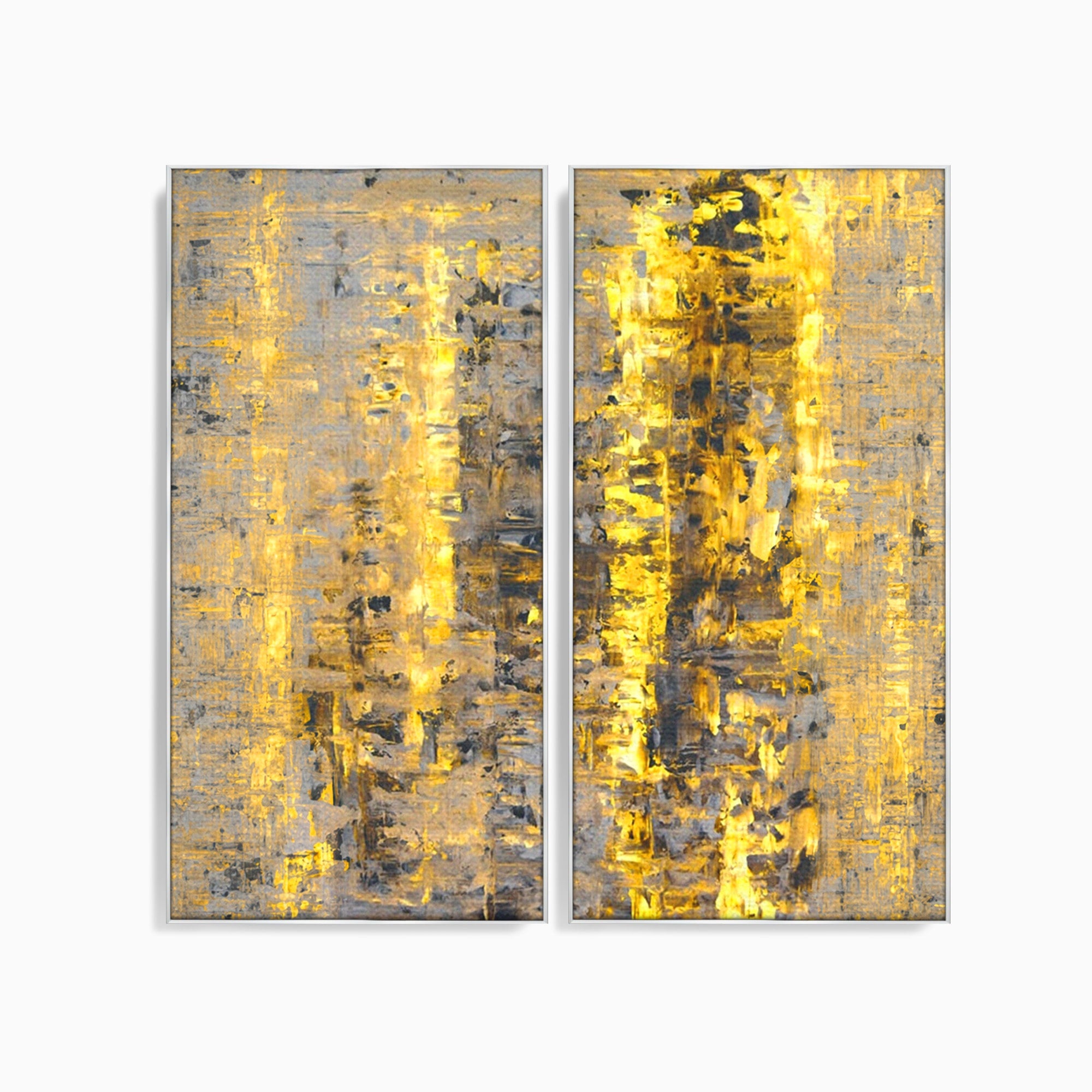 Set 2 Tablouri Canvas Premium LuxCanva® C2-1058, Gold And Brown Painting Abstract, Gold And Brown Painting Abstract, Dining Room, Living Room, Relaxare, Culori Vibrante