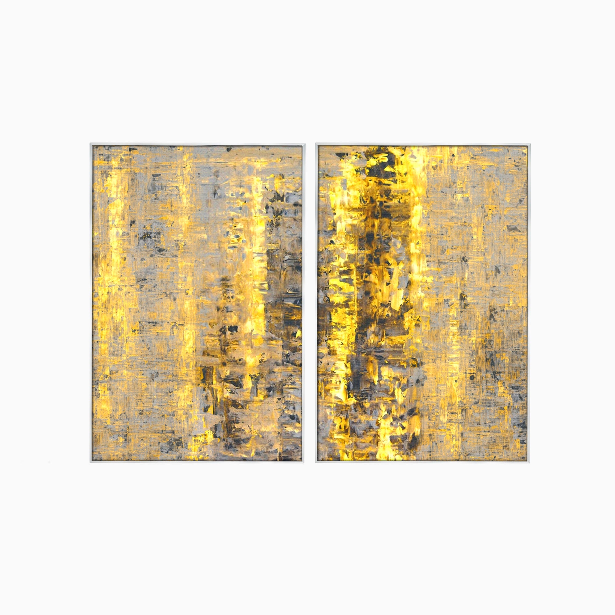 Set 2 Tablouri Canvas Premium LuxCanva® C2-1058, Gold And Brown Painting Abstract, Gold And Brown Painting Abstract, Dining Room, Living Room, Relaxare, Culori Vibrante