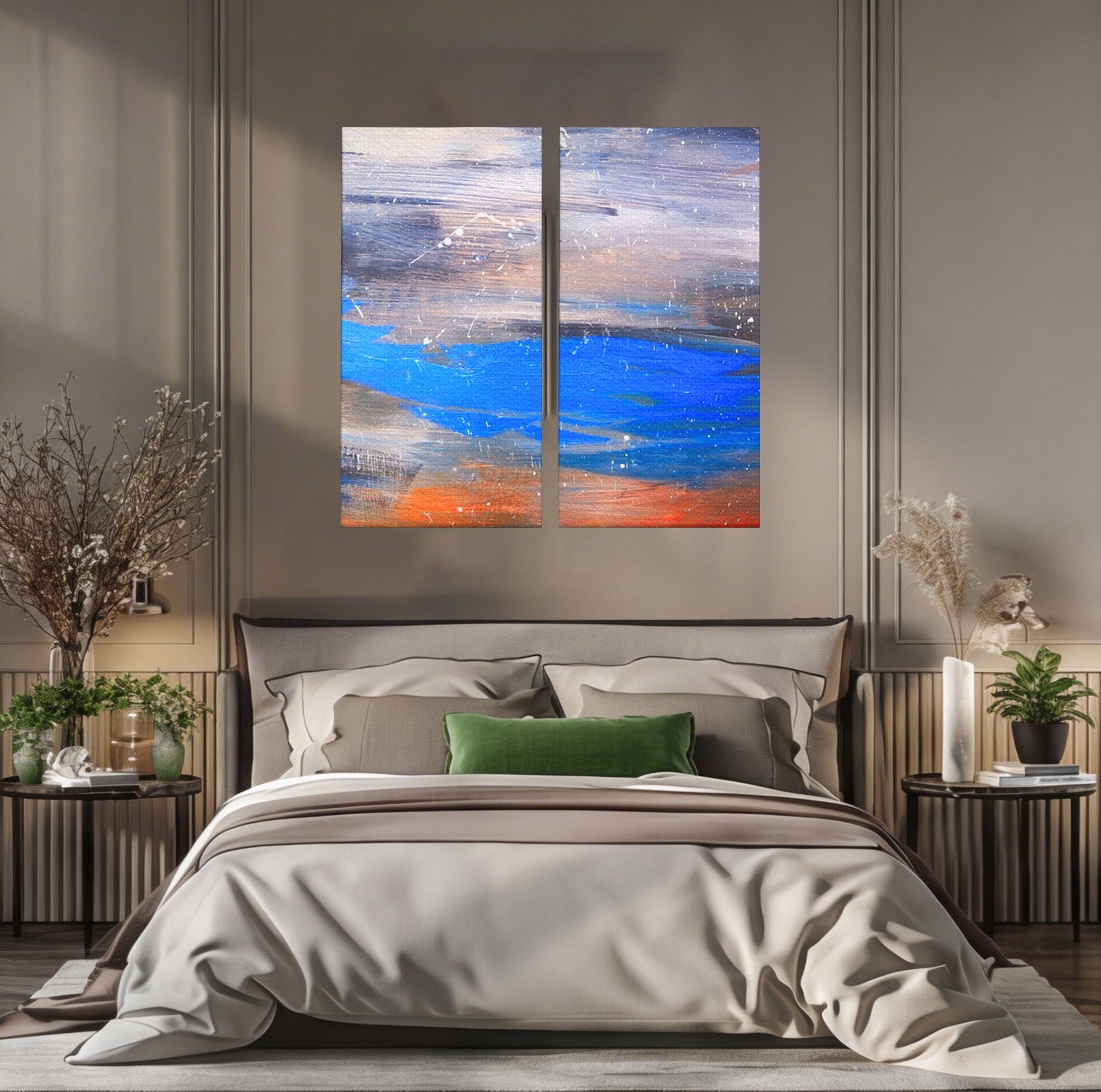 Set 2 Tablouri Canvas Premium LuxCanva® C2-1064, Pictura Abstracta, Abstract, Living Room, Office, Relaxare, Culori Vibrante